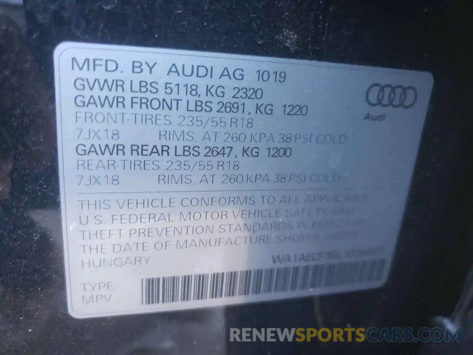 10 Фотография поврежденного автомобиля WA1AECF35L1026627 AUDI Q3 2020