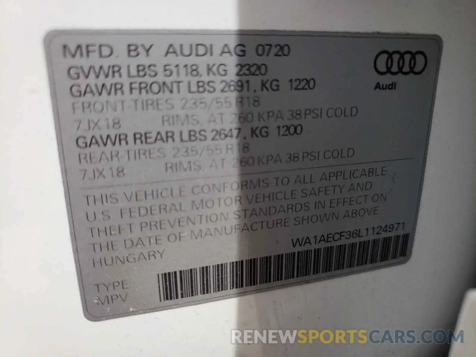 10 Фотография поврежденного автомобиля WA1AECF36L1124971 AUDI Q3 2020