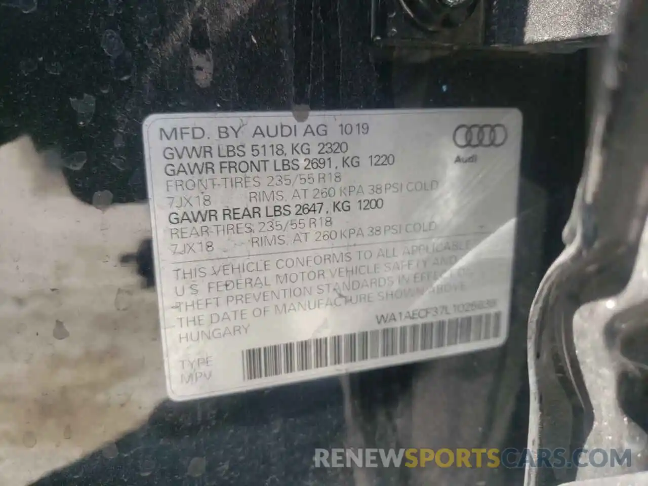 10 Фотография поврежденного автомобиля WA1AECF37L1025639 AUDI Q3 2020