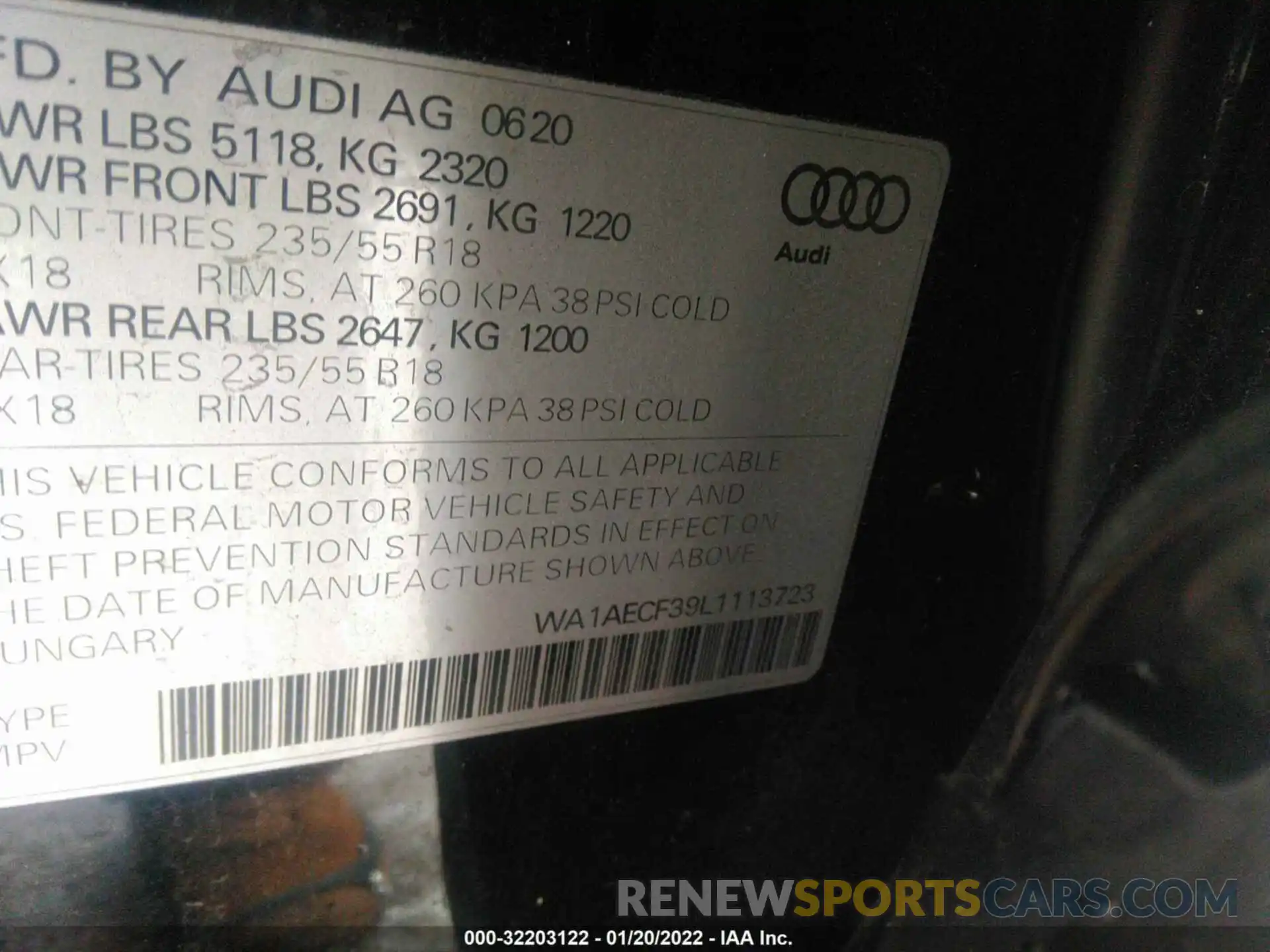 9 Фотография поврежденного автомобиля WA1AECF39L1113723 AUDI Q3 2020