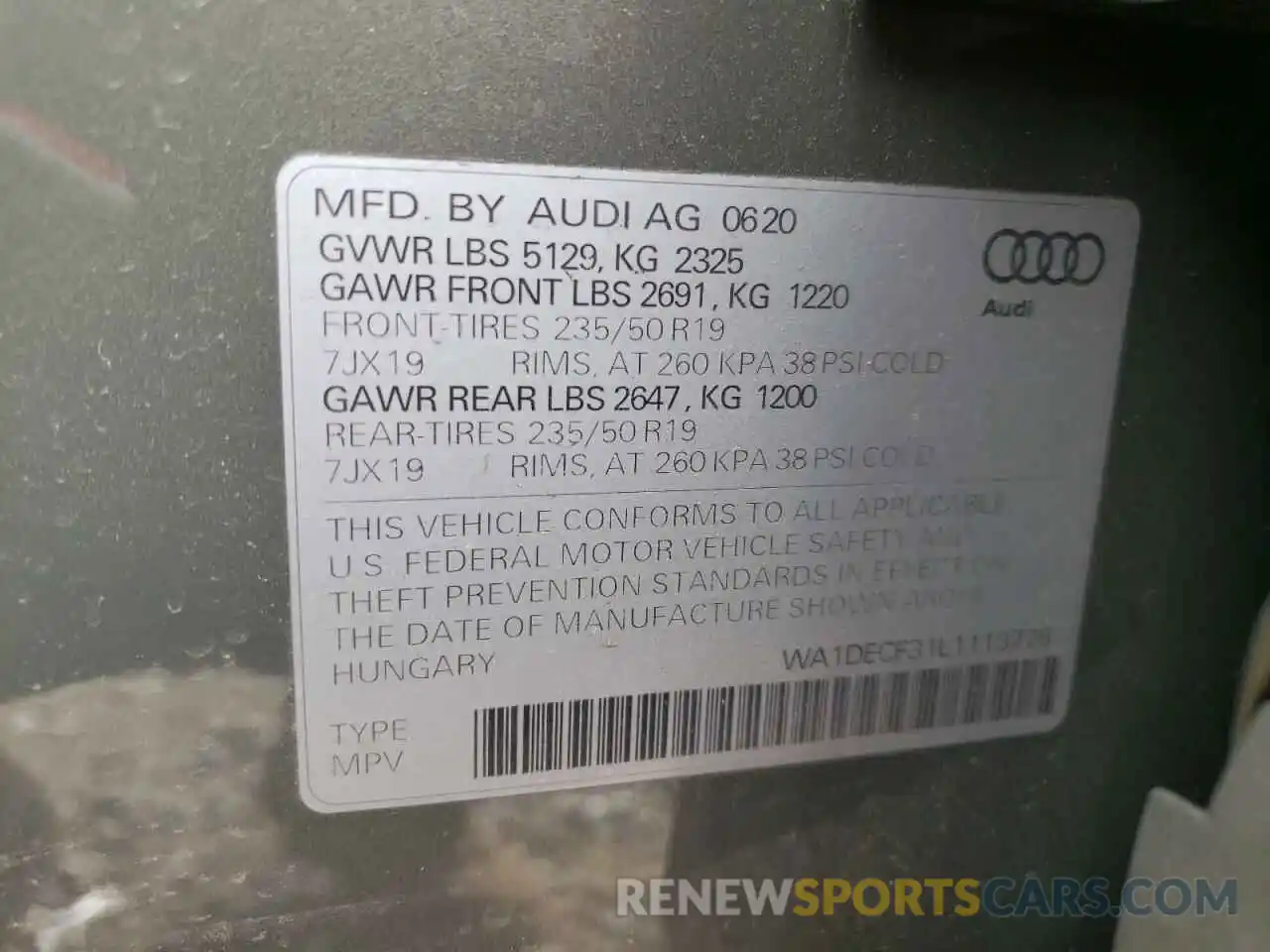 10 Photograph of a damaged car WA1DECF31L1113776 AUDI Q3 2020