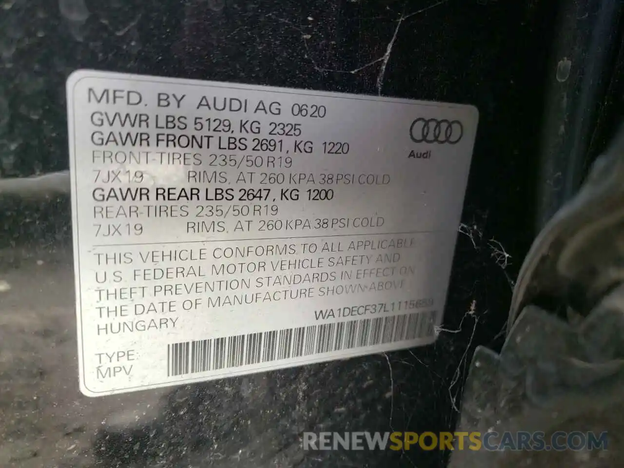 10 Фотография поврежденного автомобиля WA1DECF37L1115659 AUDI Q3 2020