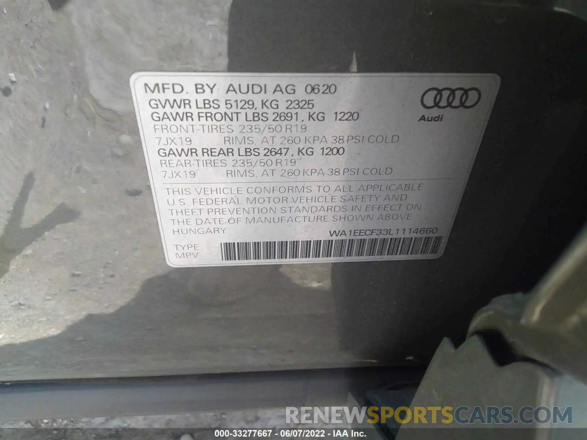 9 Фотография поврежденного автомобиля WA1EECF33L1114660 AUDI Q3 2020