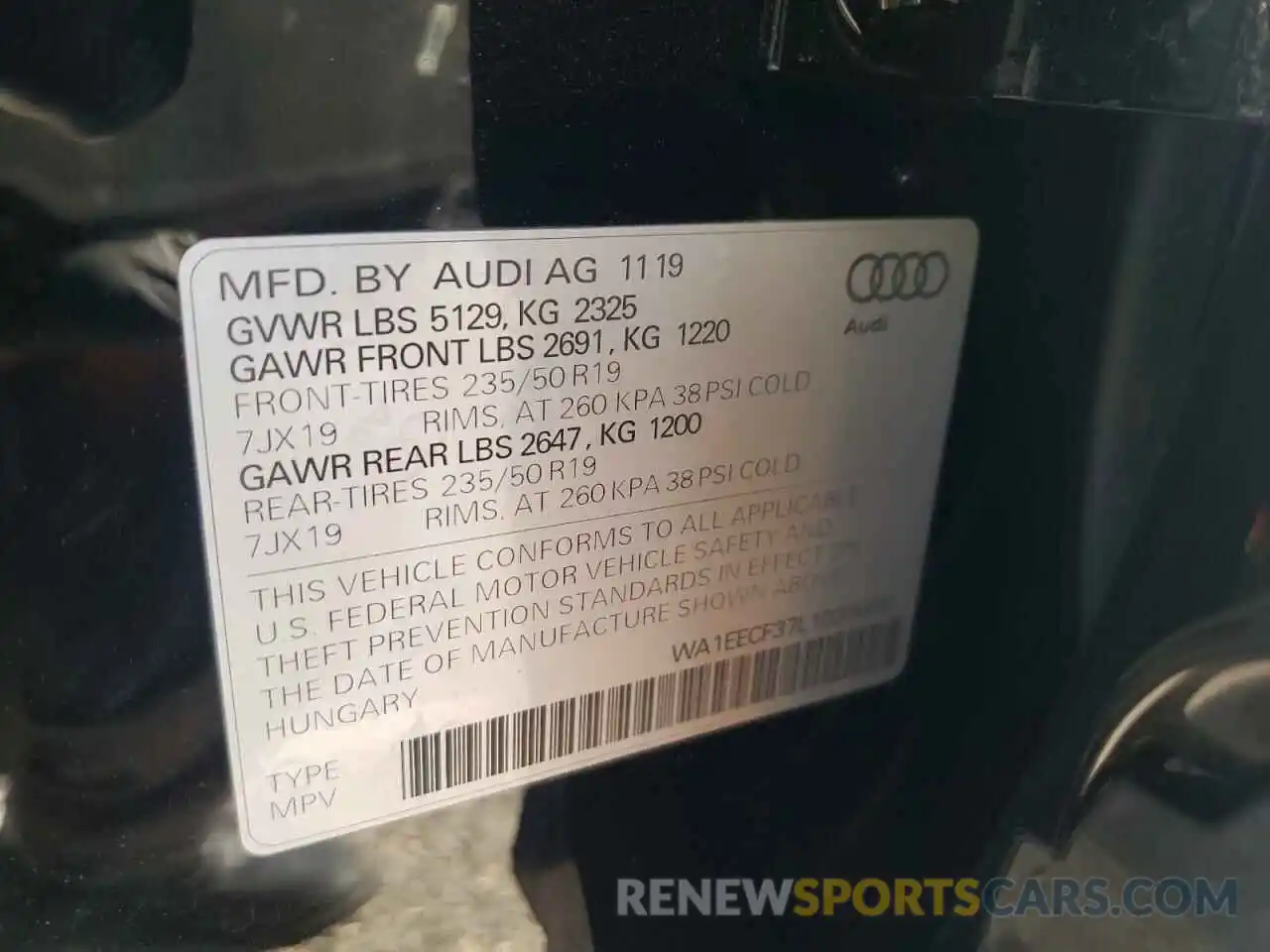 10 Фотография поврежденного автомобиля WA1EECF37L1039655 AUDI Q3 2020