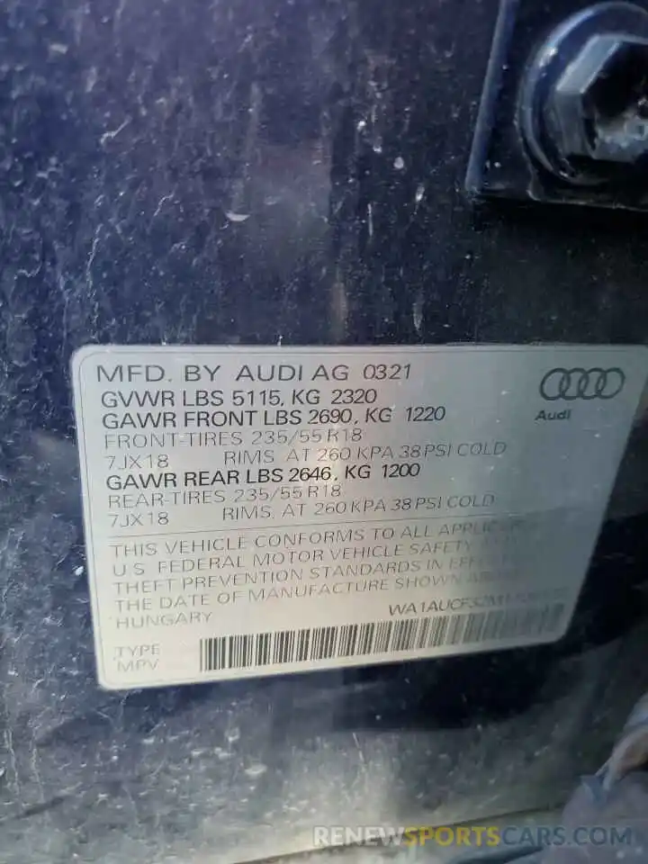 13 Фотография поврежденного автомобиля WA1AUCF32M1106522 AUDI Q3 2021