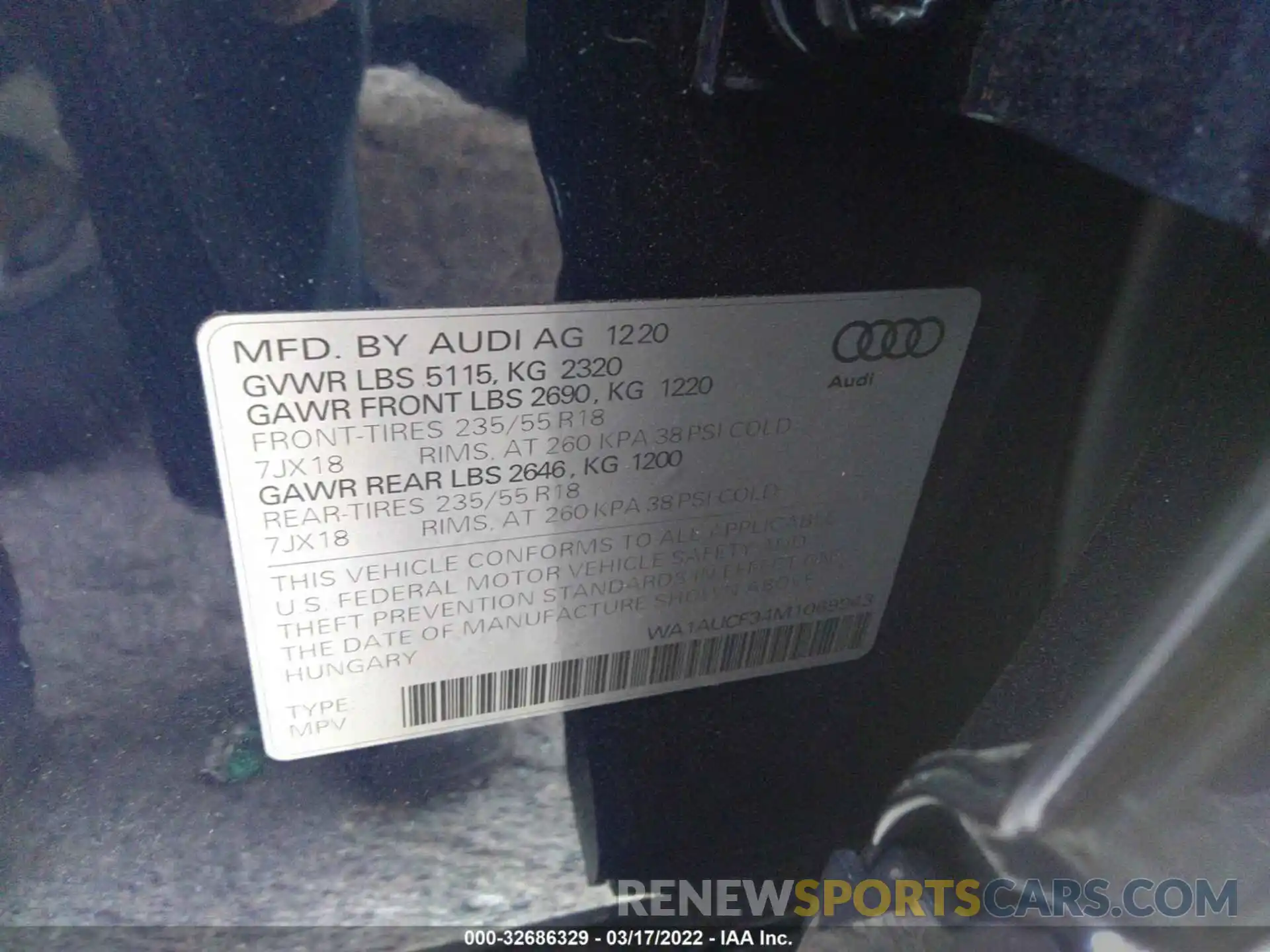 9 Photograph of a damaged car WA1AUCF34M1069943 AUDI Q3 2021