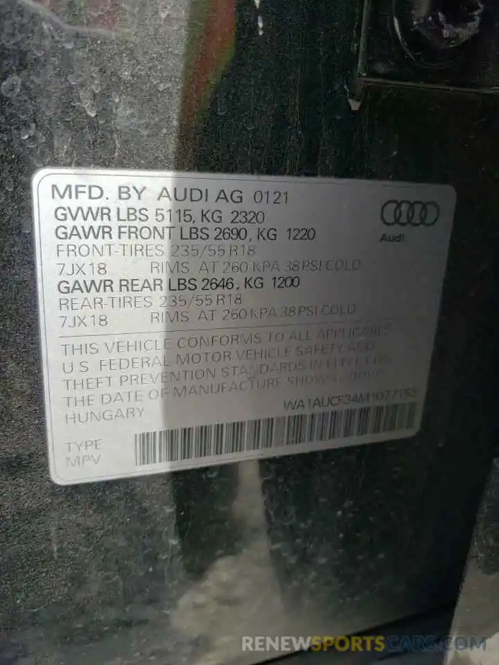 13 Фотография поврежденного автомобиля WA1AUCF34M1077153 AUDI Q3 2021