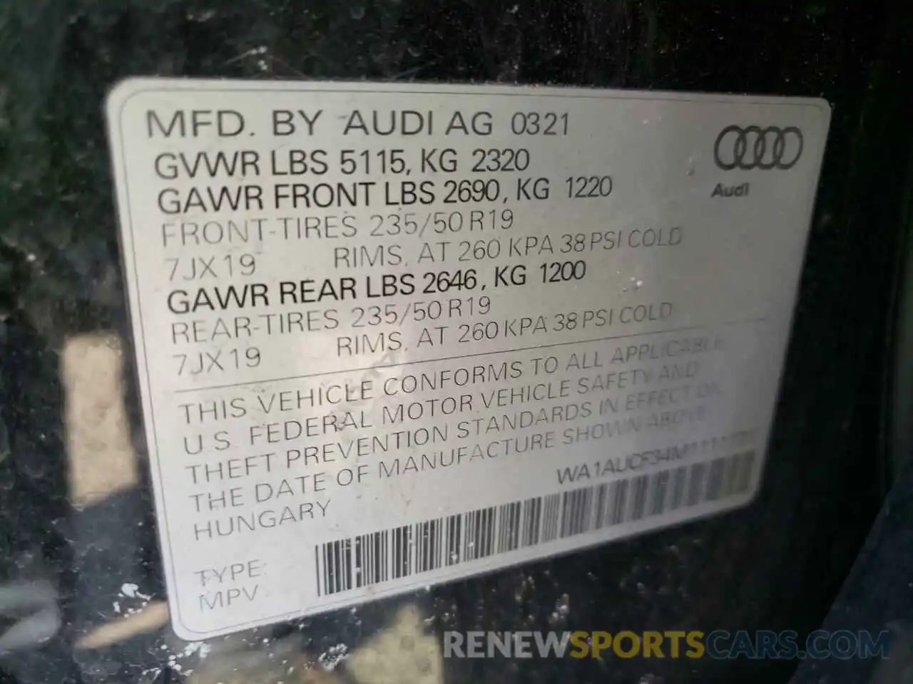 10 Photograph of a damaged car WA1AUCF34M1111771 AUDI Q3 2021