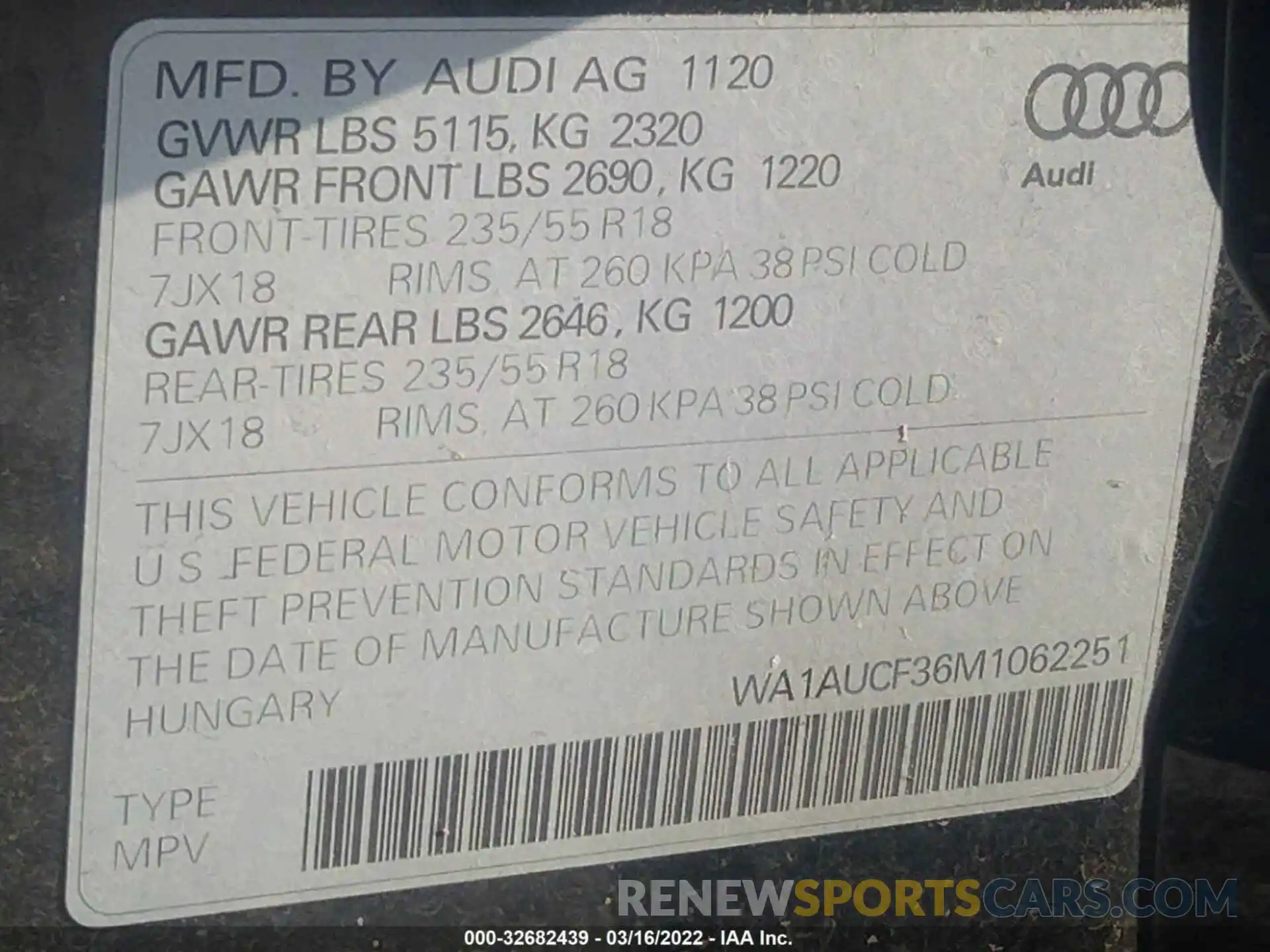 9 Photograph of a damaged car WA1AUCF36M1062251 AUDI Q3 2021