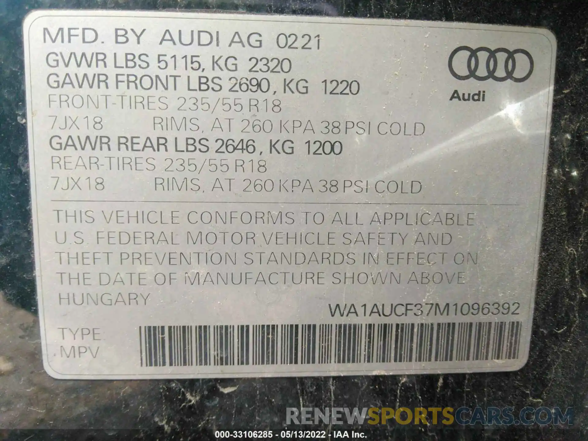 9 Photograph of a damaged car WA1AUCF37M1096392 AUDI Q3 2021