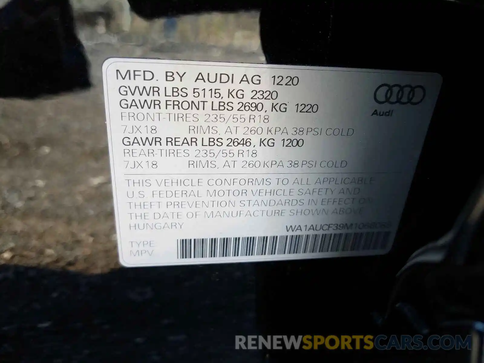 10 Photograph of a damaged car WA1AUCF39M1068089 AUDI Q3 2021