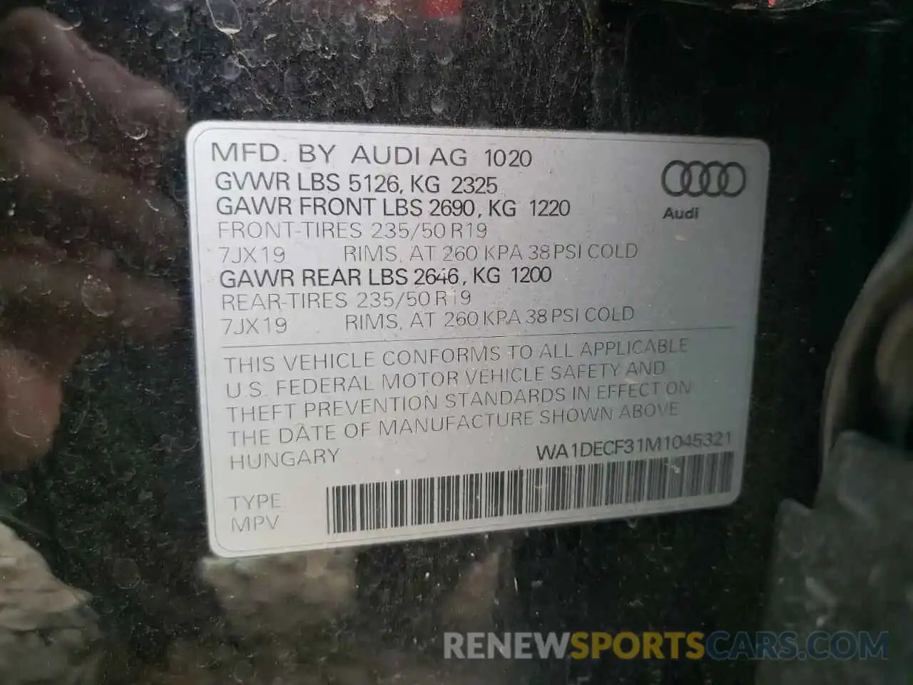 13 Photograph of a damaged car WA1DECF31M1045321 AUDI Q3 2021