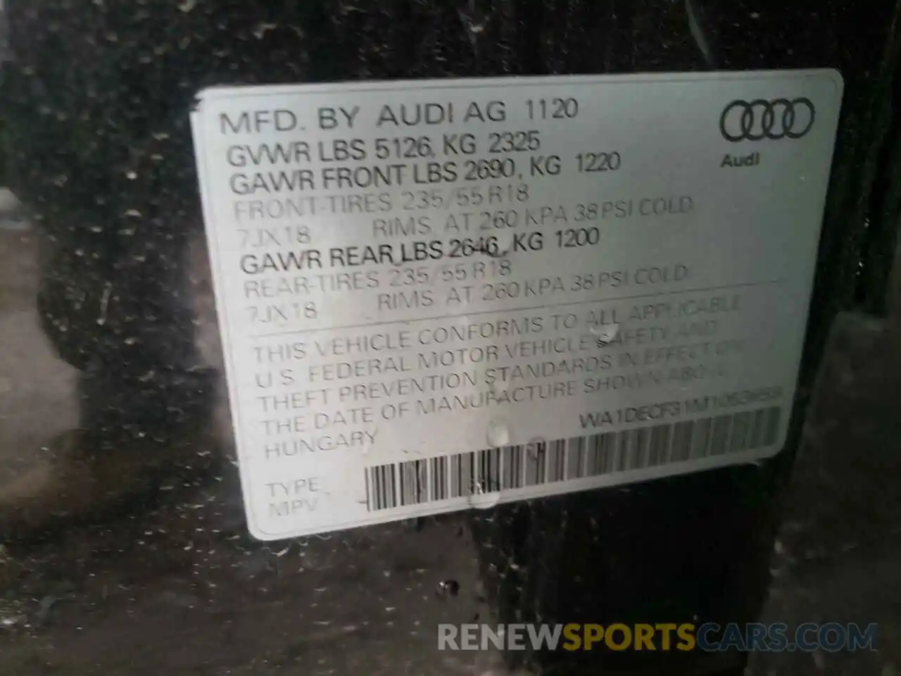 10 Photograph of a damaged car WA1DECF31M1053659 AUDI Q3 2021