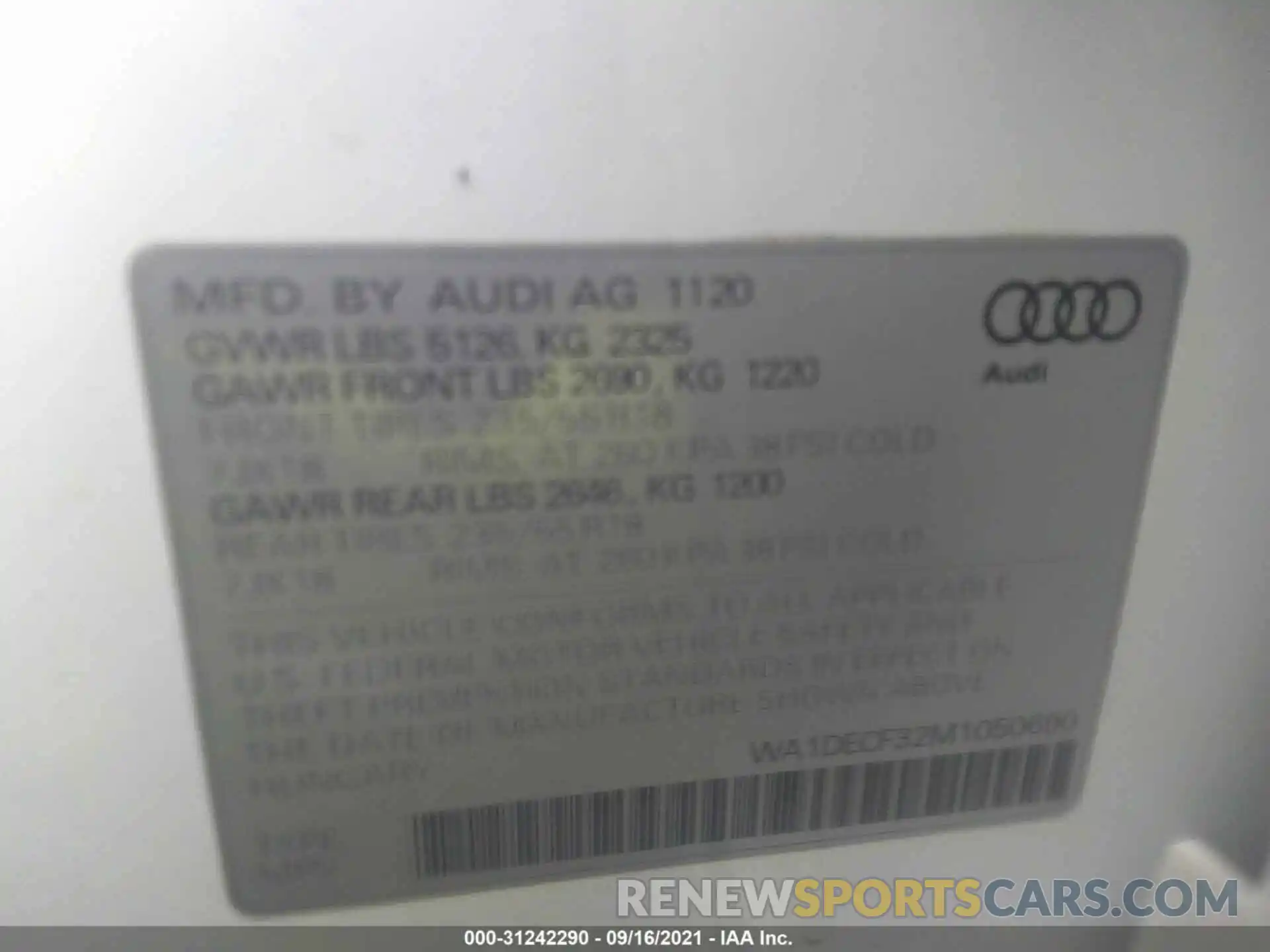 9 Фотография поврежденного автомобиля WA1DECF32M1050690 AUDI Q3 2021