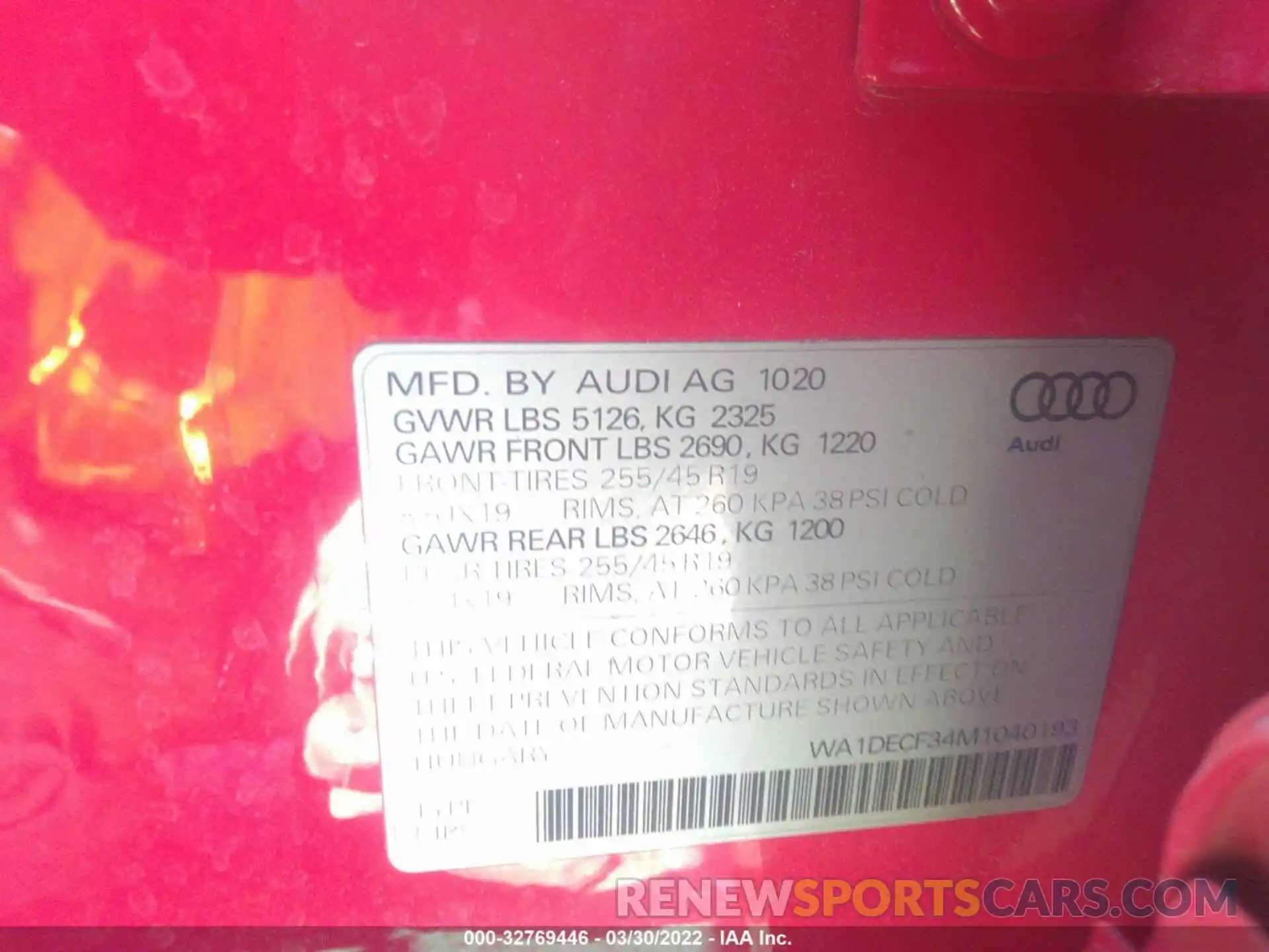 9 Photograph of a damaged car WA1DECF34M1040193 AUDI Q3 2021