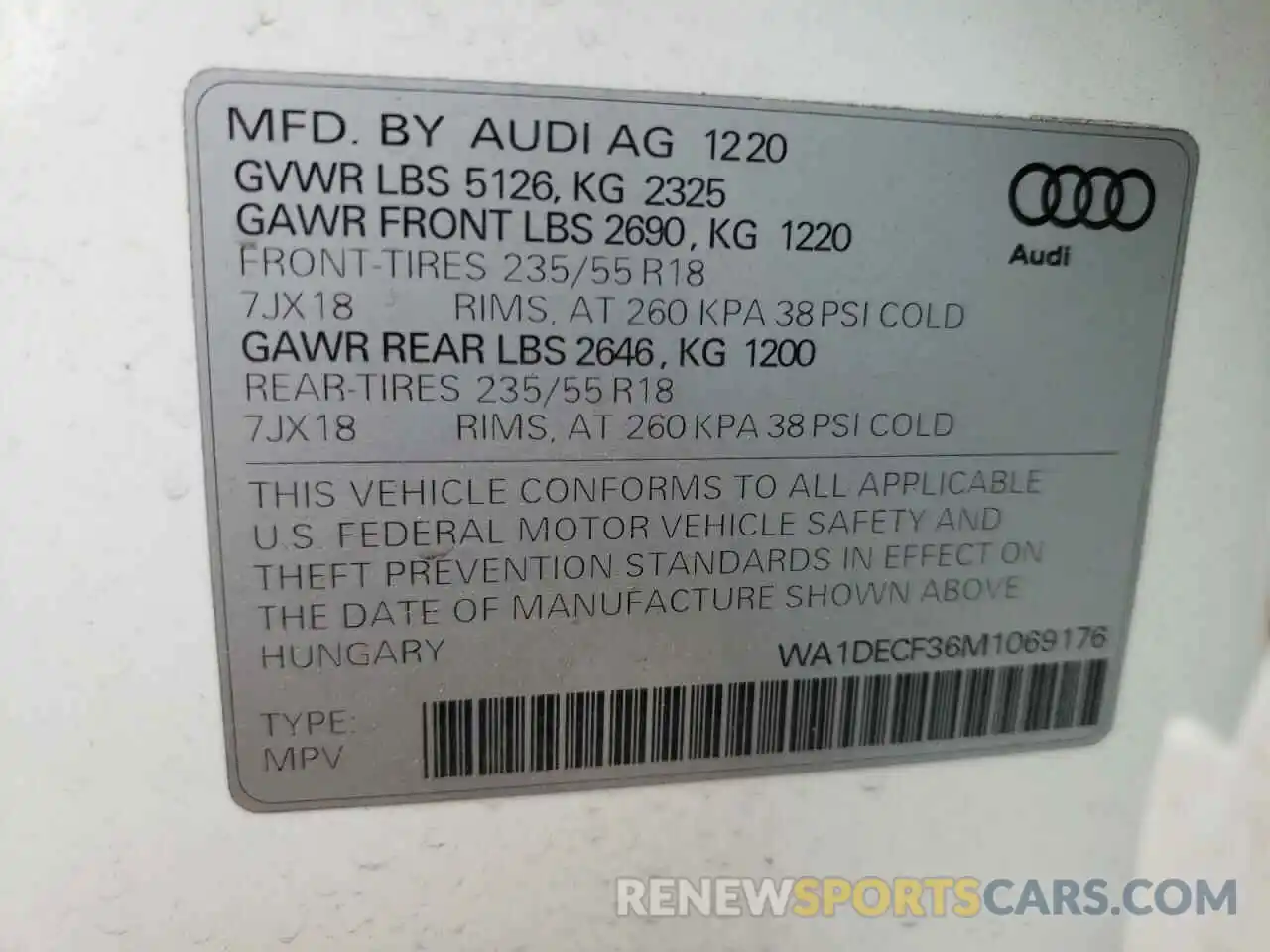 10 Фотография поврежденного автомобиля WA1DECF36M1069176 AUDI Q3 2021