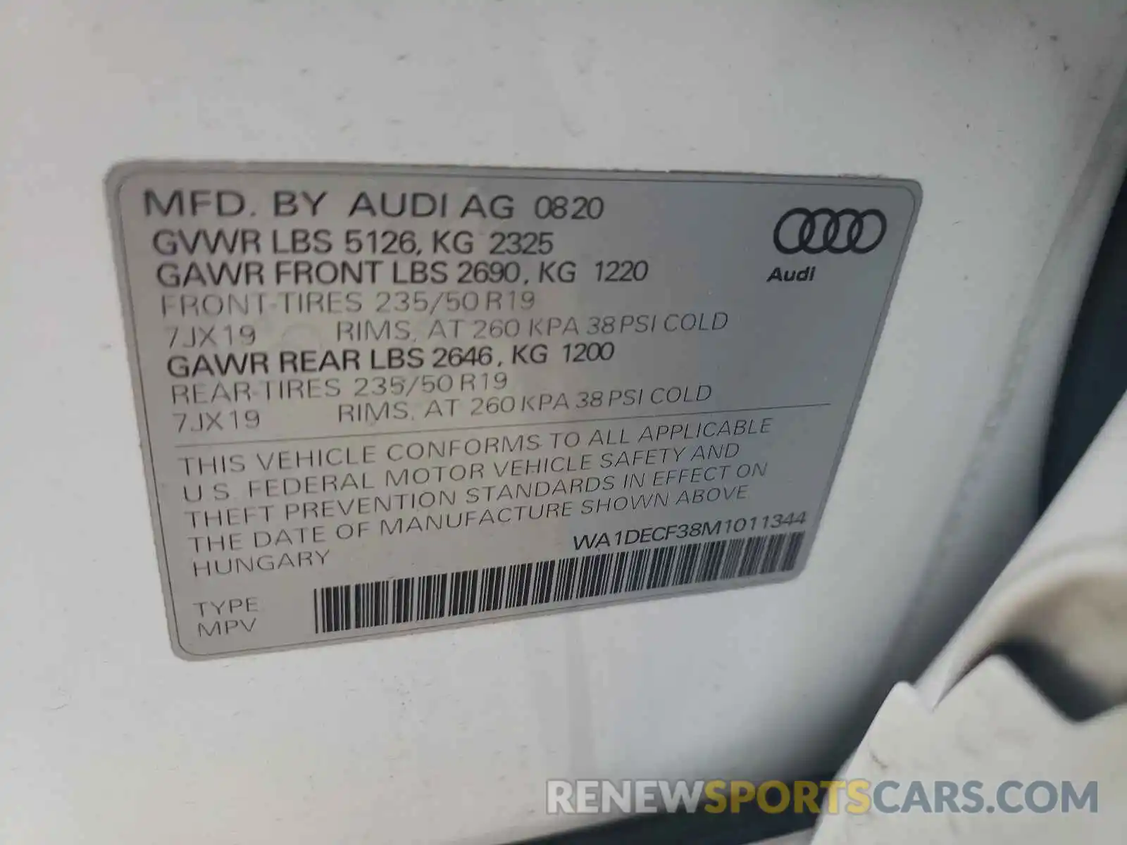 10 Photograph of a damaged car WA1DECF38M1011344 AUDI Q3 2021