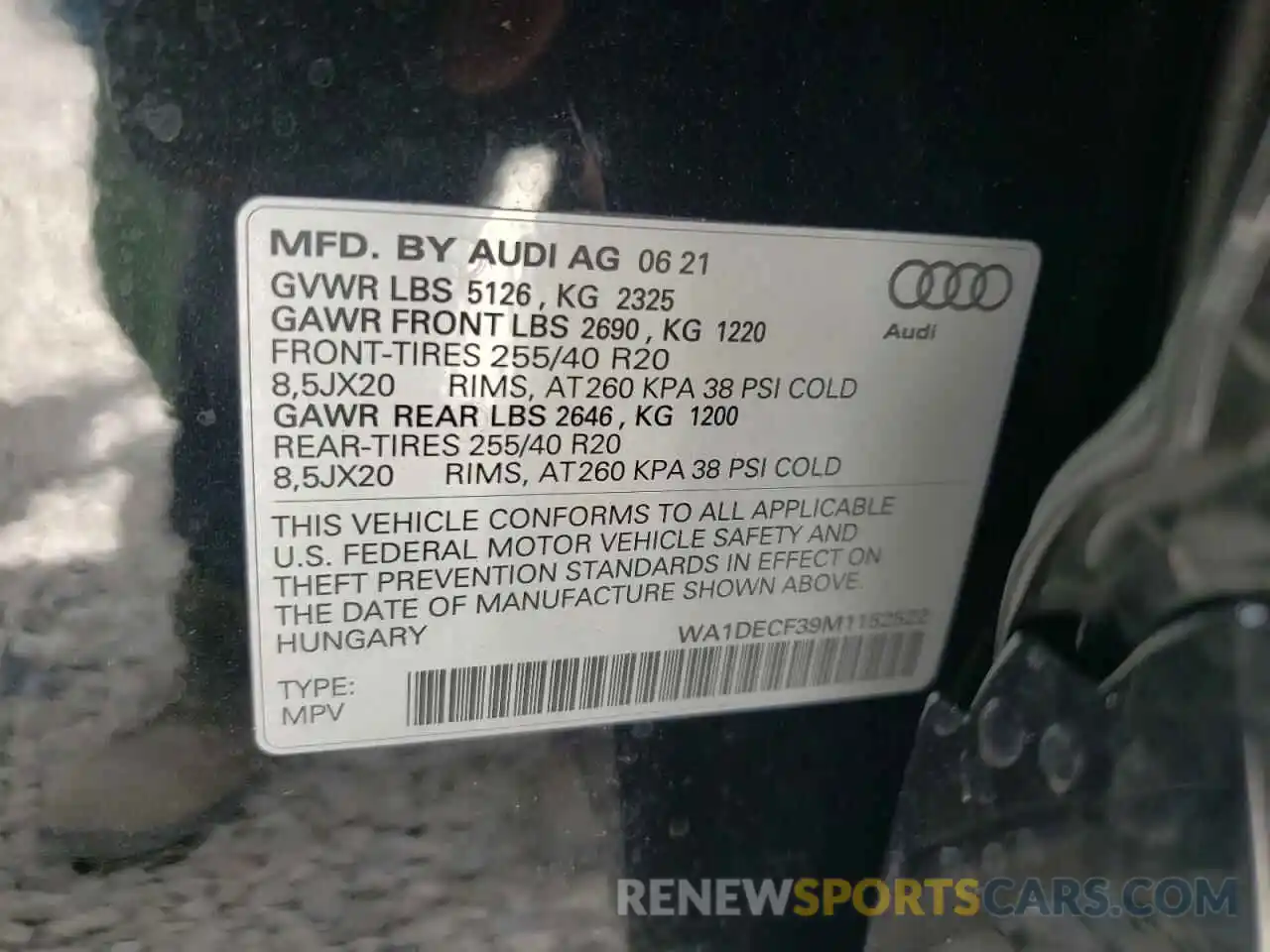 10 Photograph of a damaged car WA1DECF39M1152522 AUDI Q3 2021