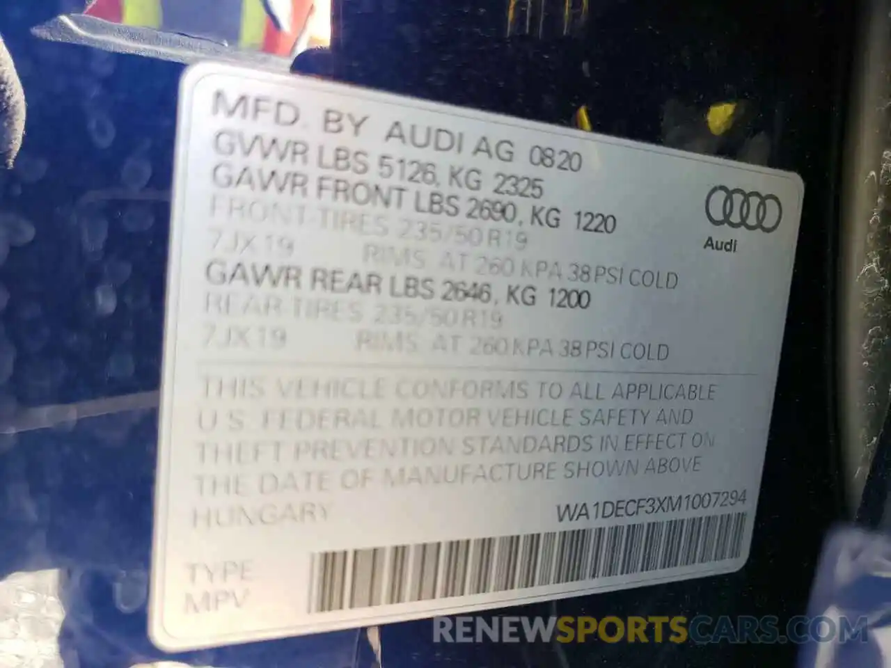 10 Photograph of a damaged car WA1DECF3XM1007294 AUDI Q3 2021