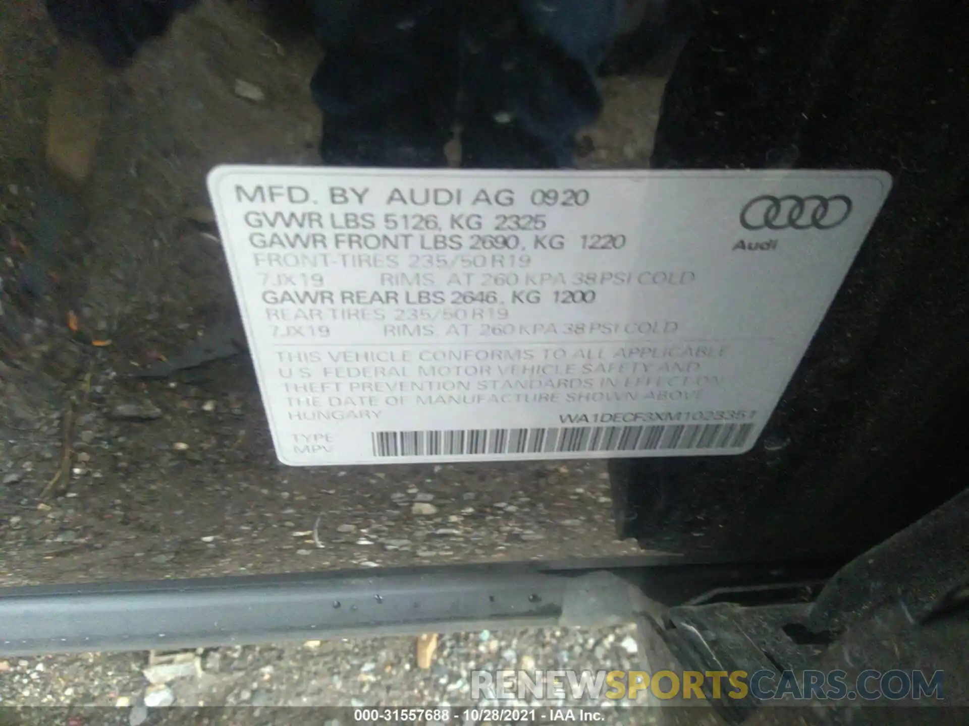 9 Photograph of a damaged car WA1DECF3XM1023351 AUDI Q3 2021