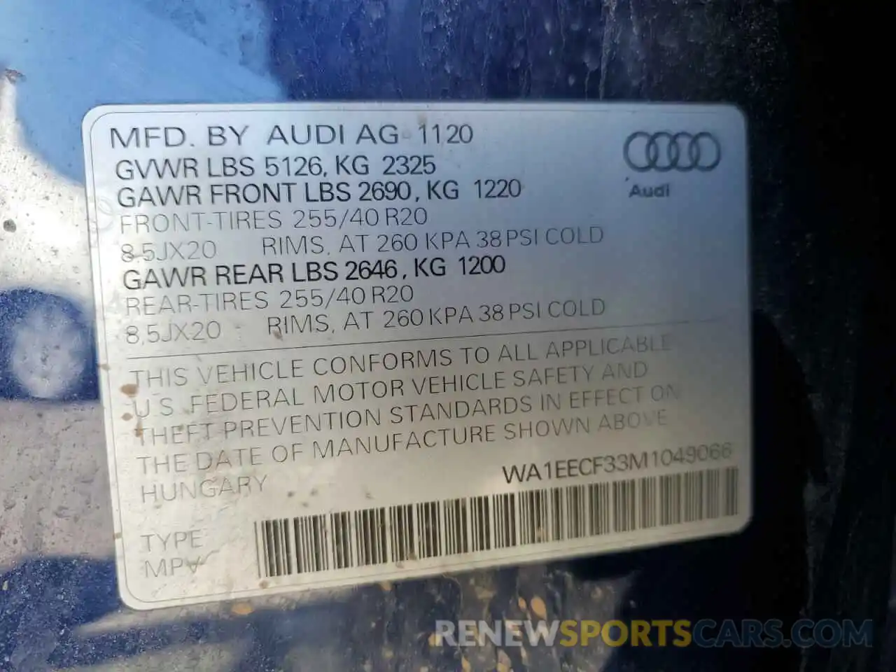 13 Photograph of a damaged car WA1EECF33M1049066 AUDI Q3 2021