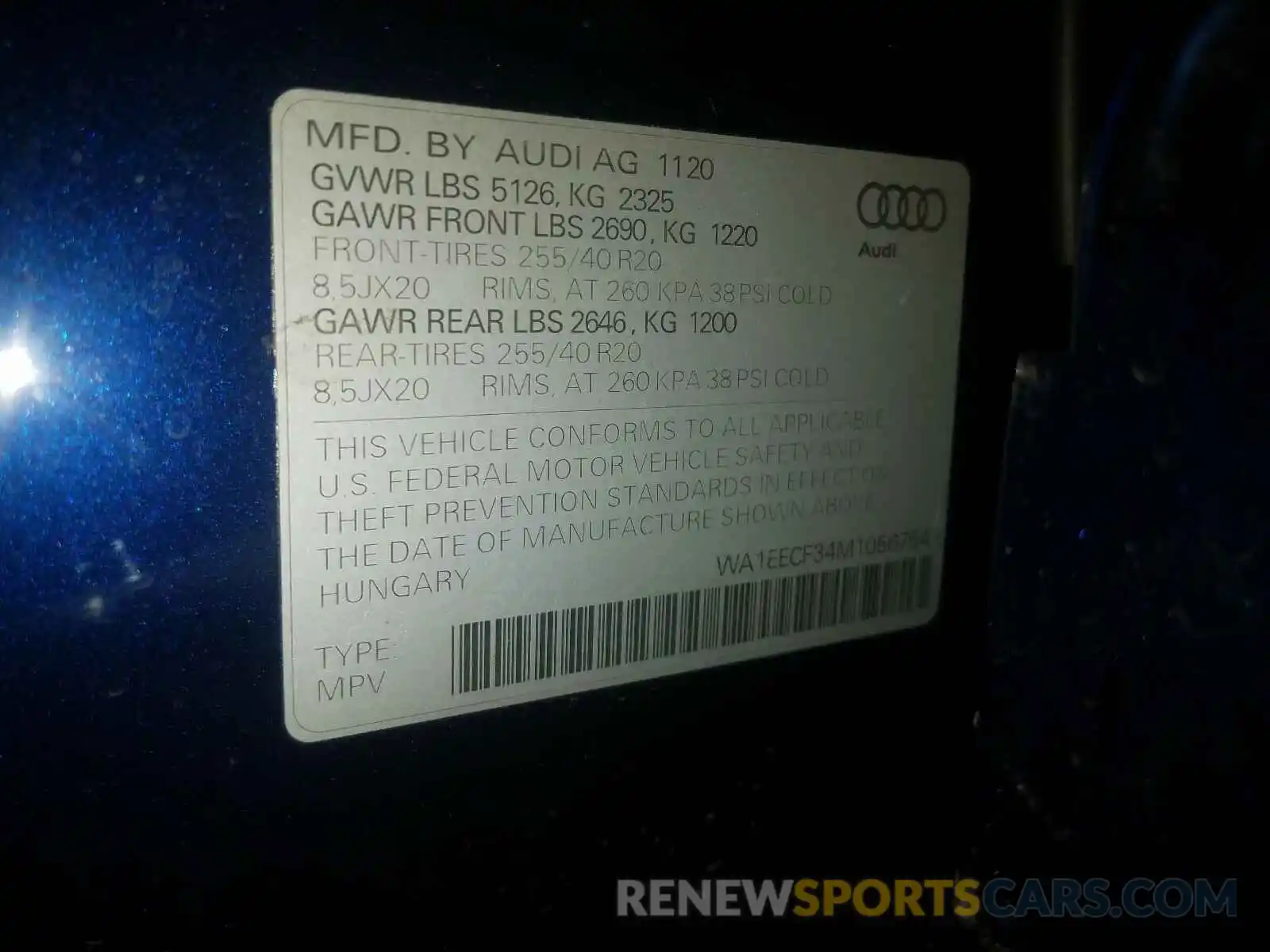 10 Photograph of a damaged car WA1EECF34M1056754 AUDI Q3 2021