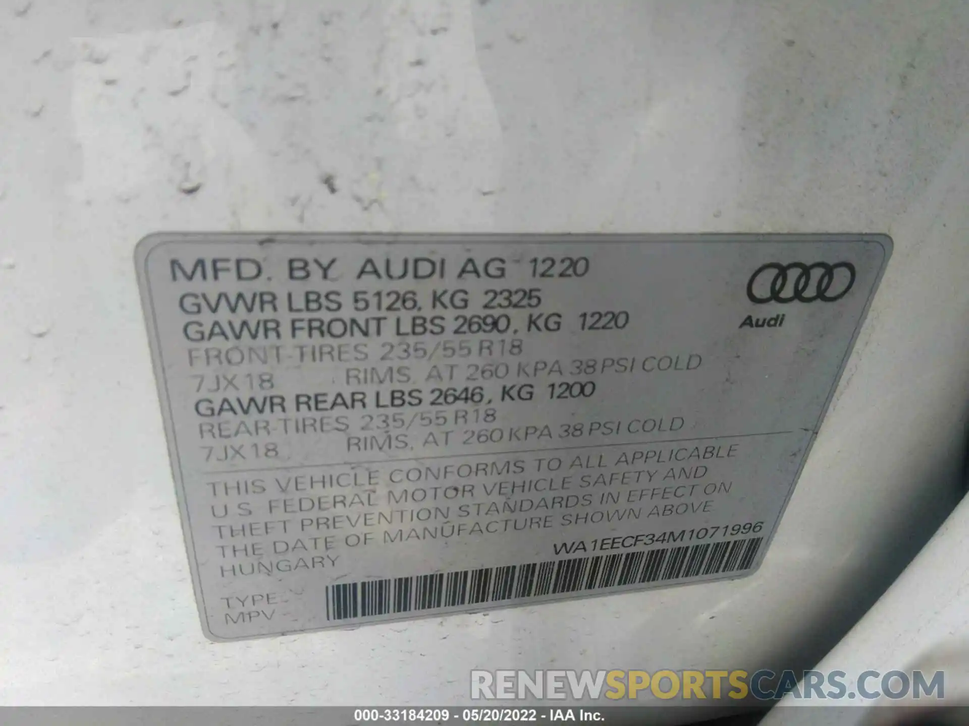 9 Фотография поврежденного автомобиля WA1EECF34M1071996 AUDI Q3 2021