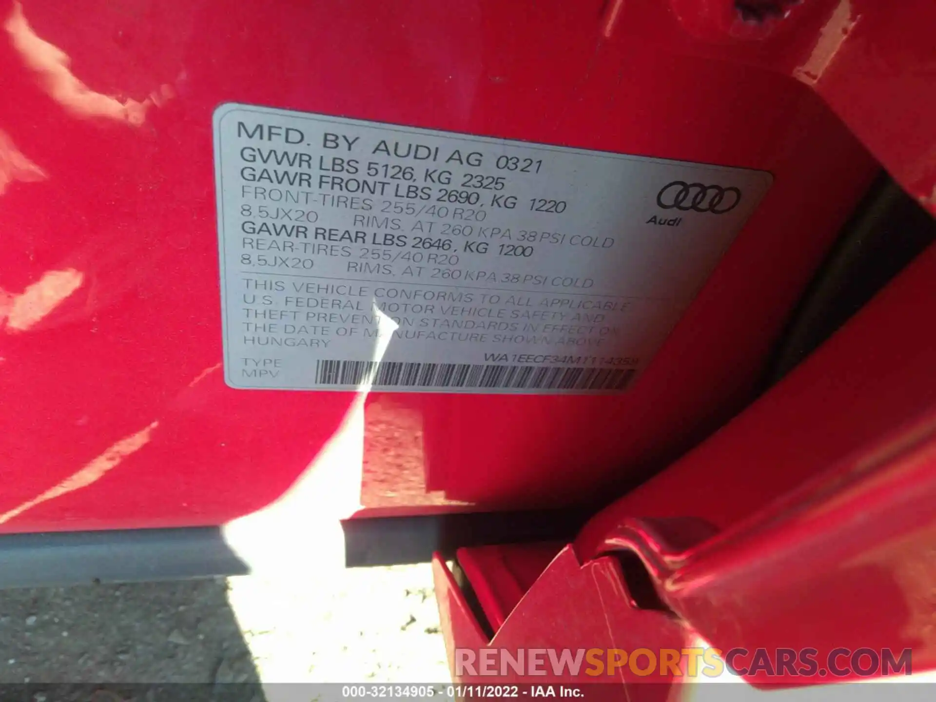 9 Photograph of a damaged car WA1EECF34M1114359 AUDI Q3 2021