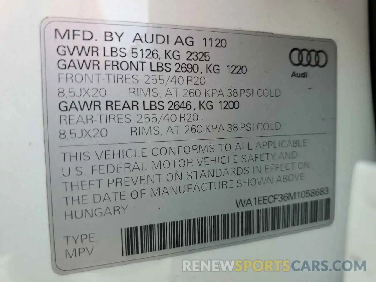 10 Фотография поврежденного автомобиля WA1EECF36M1058683 AUDI Q3 2021