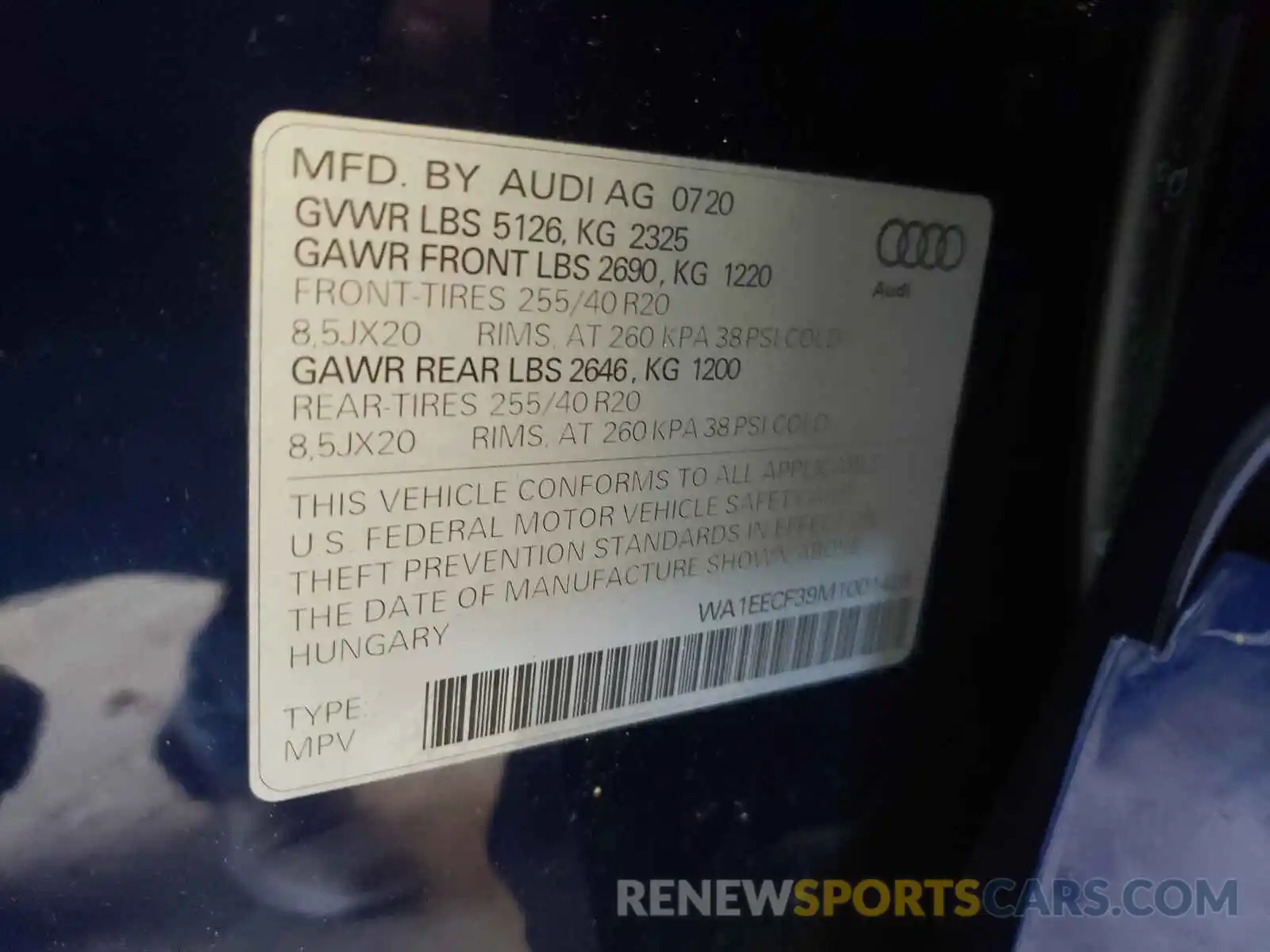 10 Photograph of a damaged car WA1EECF39M1001426 AUDI Q3 2021