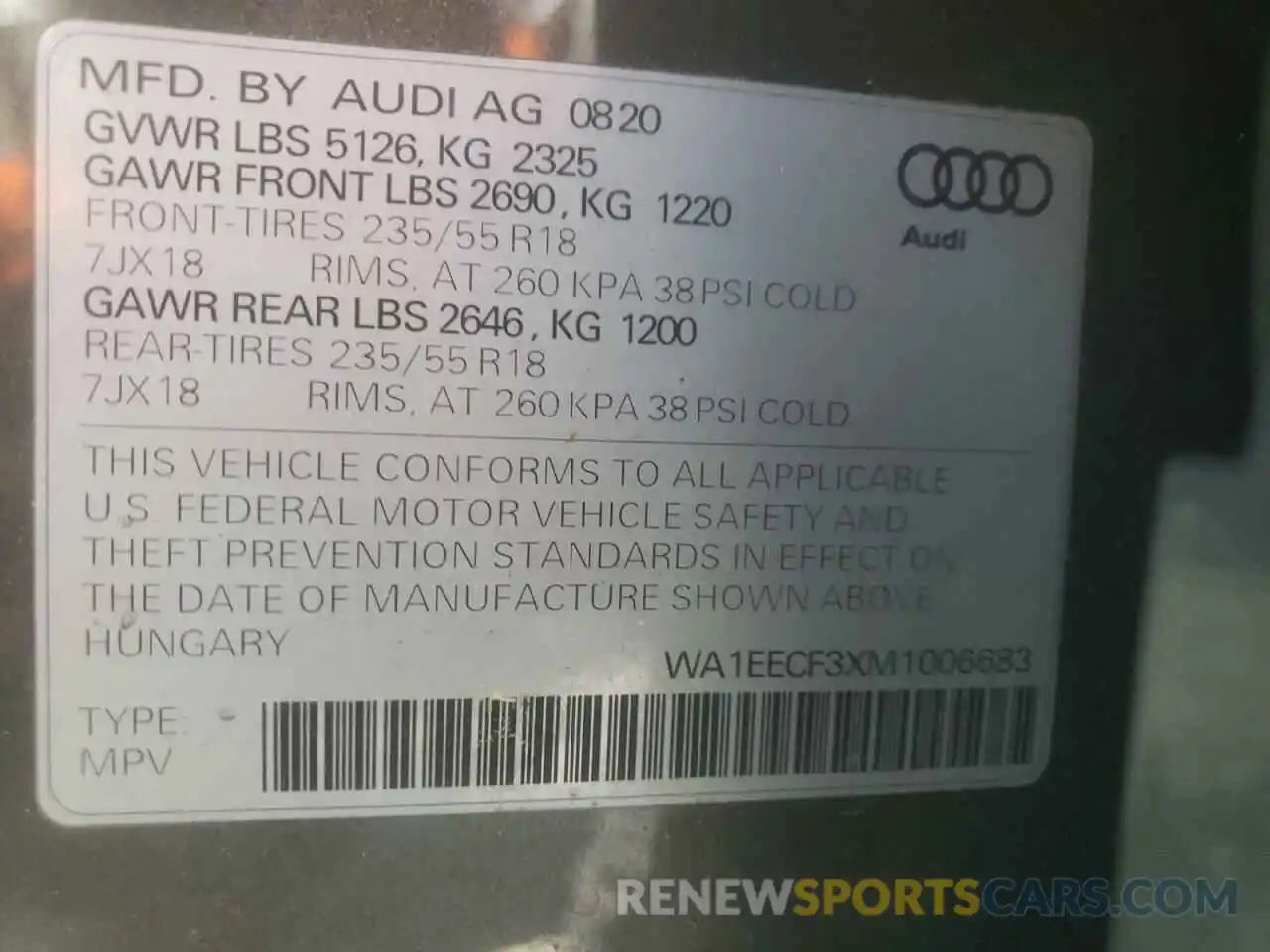 10 Фотография поврежденного автомобиля WA1EECF3XM1006683 AUDI Q3 2021