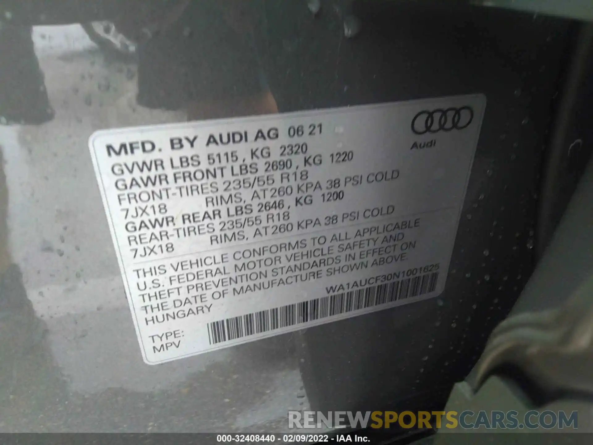 9 Фотография поврежденного автомобиля WA1AUCF30N1001625 AUDI Q3 2022