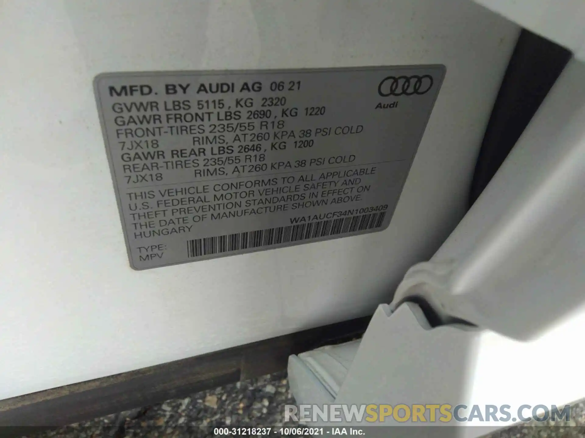 9 Photograph of a damaged car WA1AUCF34N1003409 AUDI Q3 2022