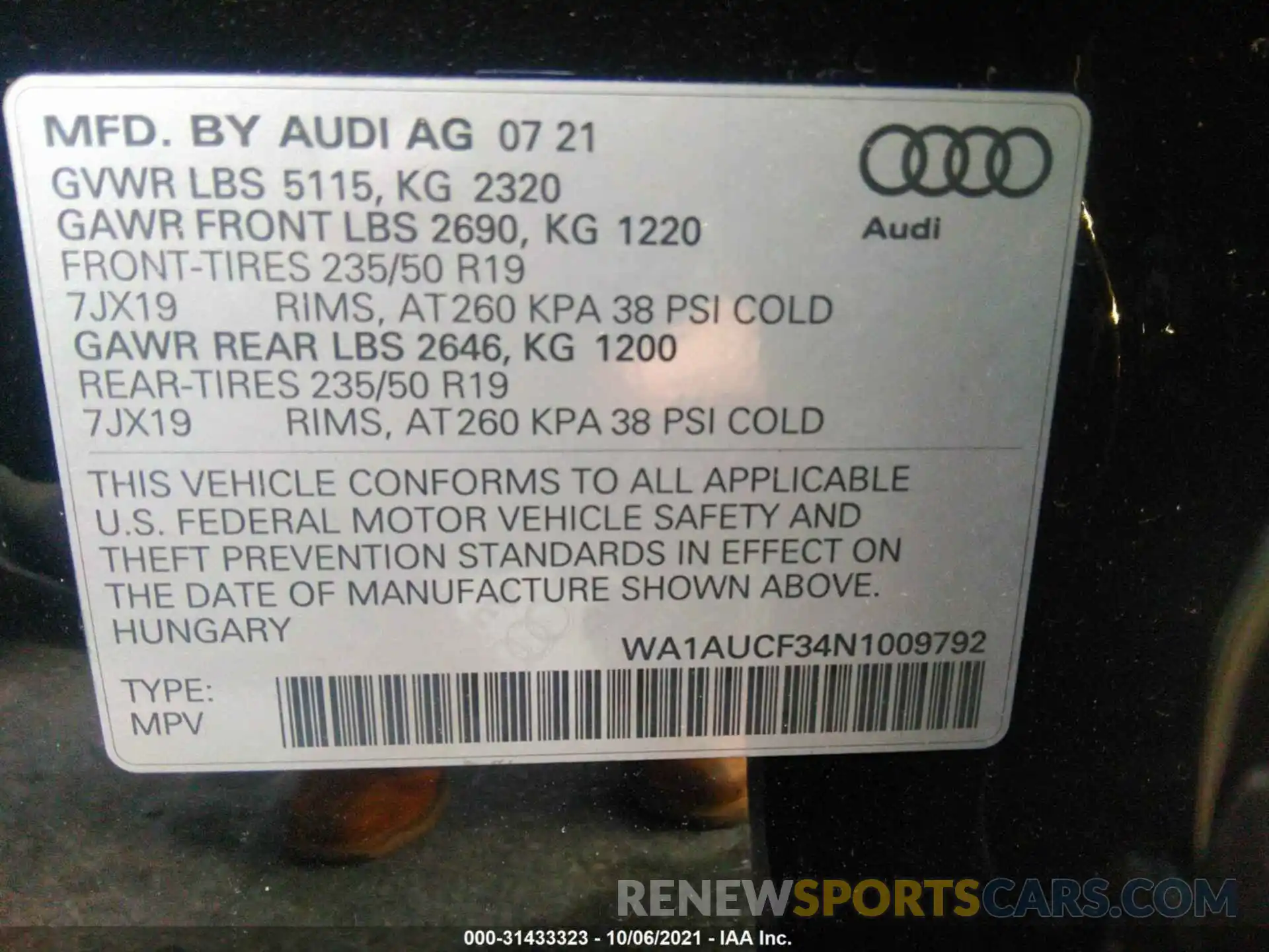 9 Photograph of a damaged car WA1AUCF34N1009792 AUDI Q3 2022