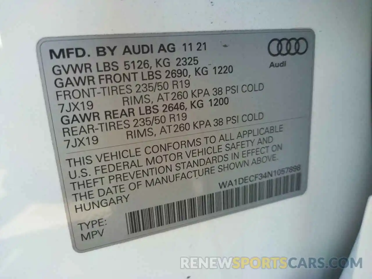 10 Фотография поврежденного автомобиля WA1DECF34N1057898 AUDI Q3 2022