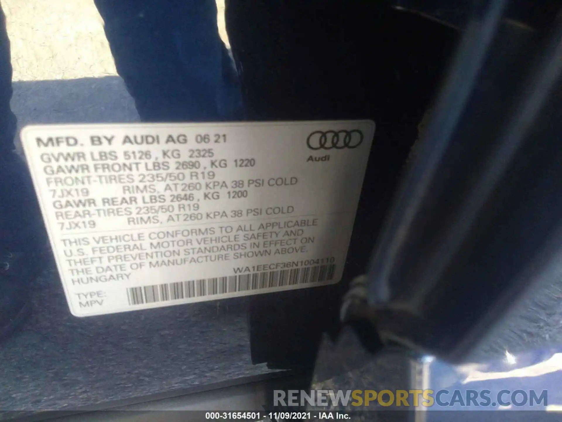 9 Фотография поврежденного автомобиля WA1EECF36N1004110 AUDI Q3 2022