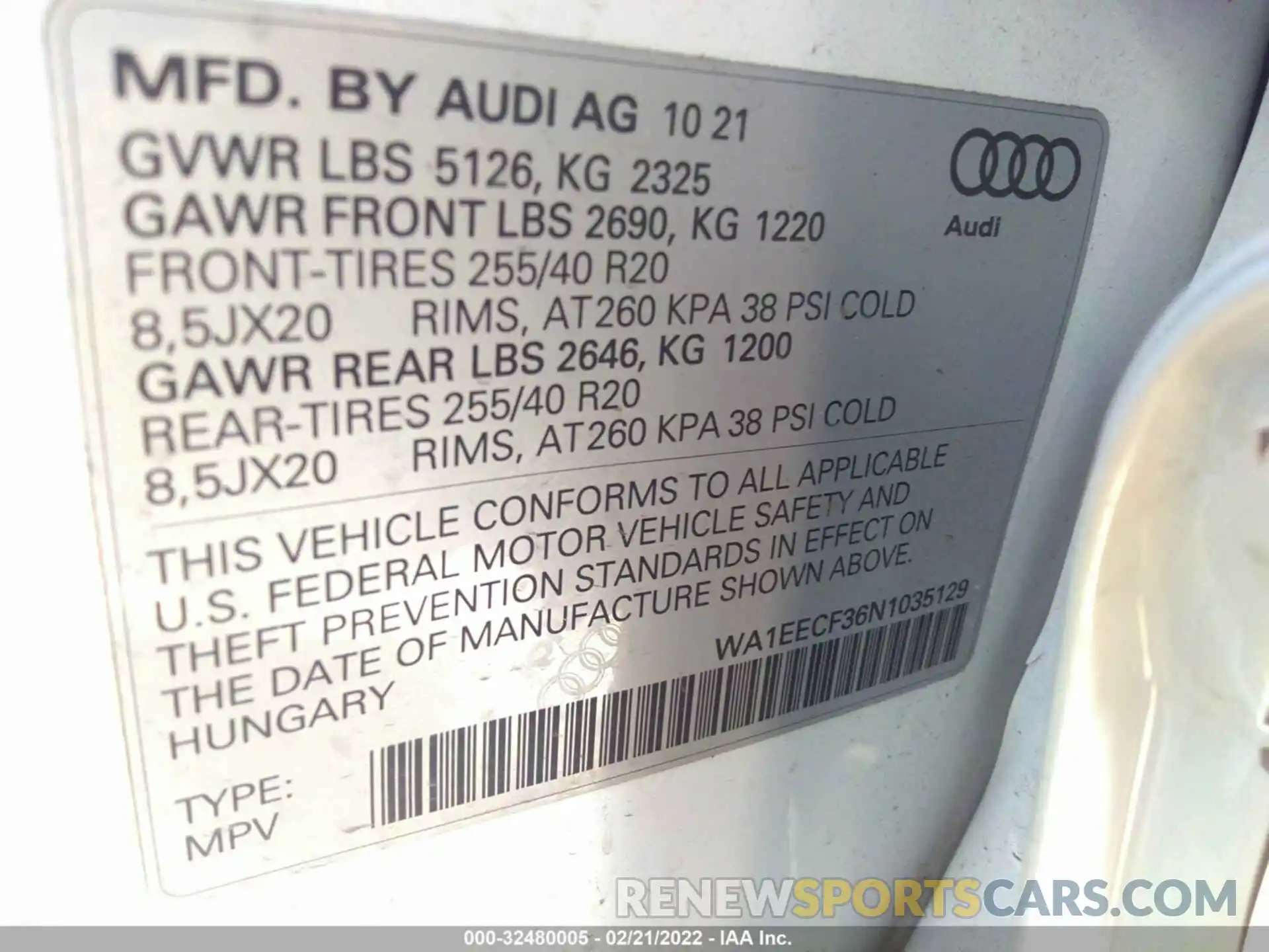 9 Фотография поврежденного автомобиля WA1EECF36N1035129 AUDI Q3 2022