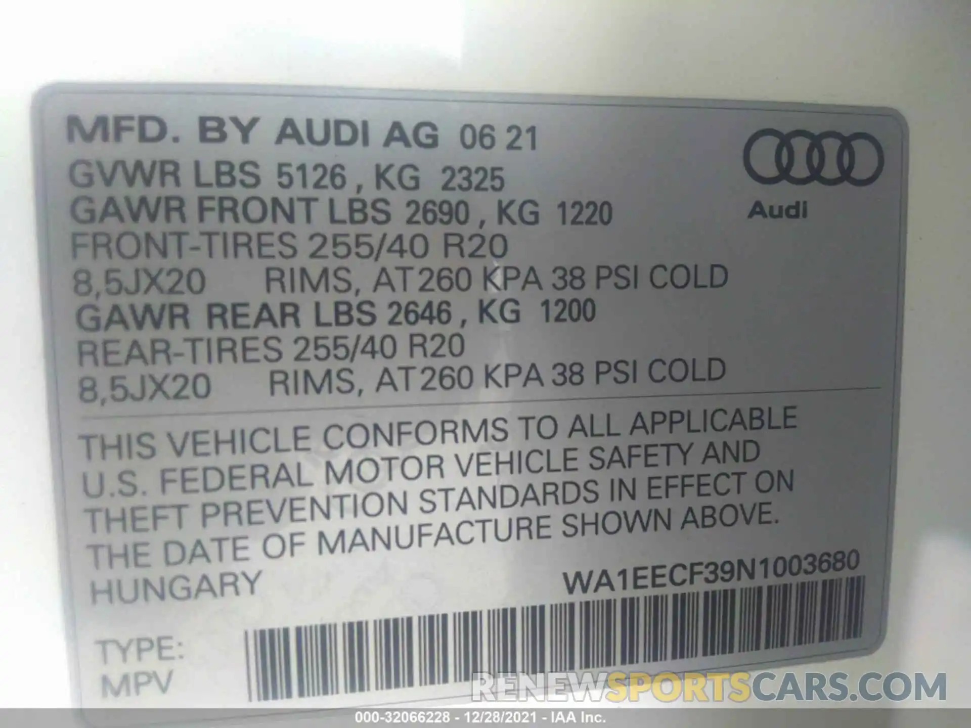 9 Photograph of a damaged car WA1EECF39N1003680 AUDI Q3 2022