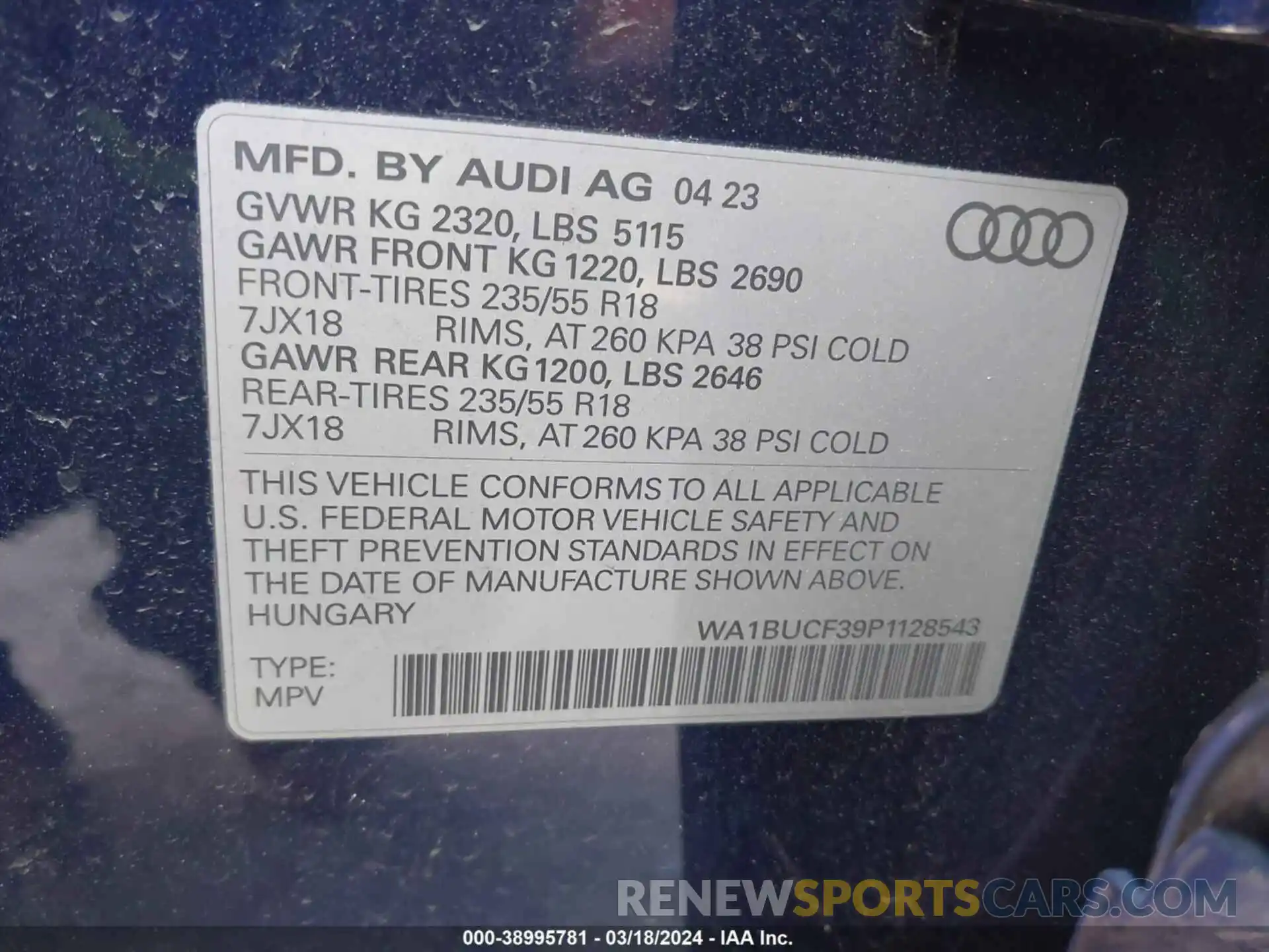 9 Фотография поврежденного автомобиля WA1BUCF39P1128543 AUDI Q3 2023