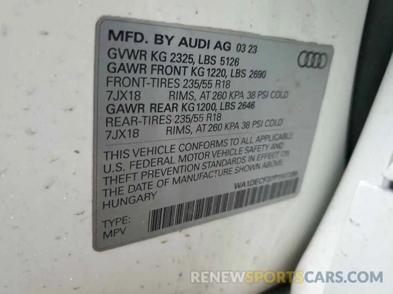 13 Фотография поврежденного автомобиля WA1DECF37P1107289 AUDI Q3 2023