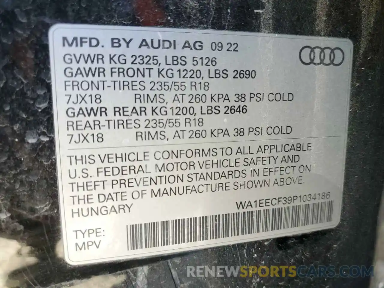 13 Фотография поврежденного автомобиля WA1EECF39P1034186 AUDI Q3 2023