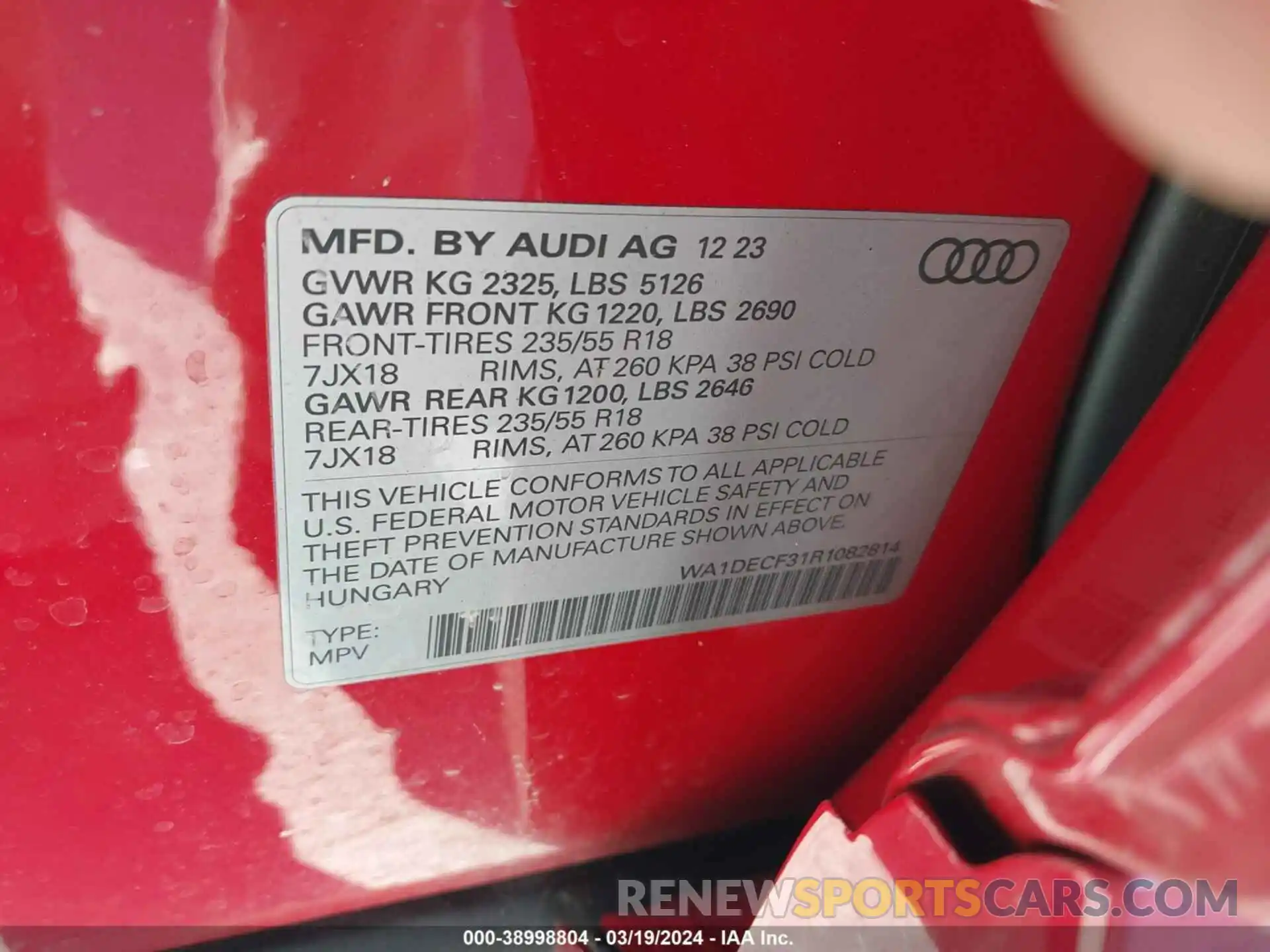 9 Photograph of a damaged car WA1DECF31R1082814 AUDI Q3 2024