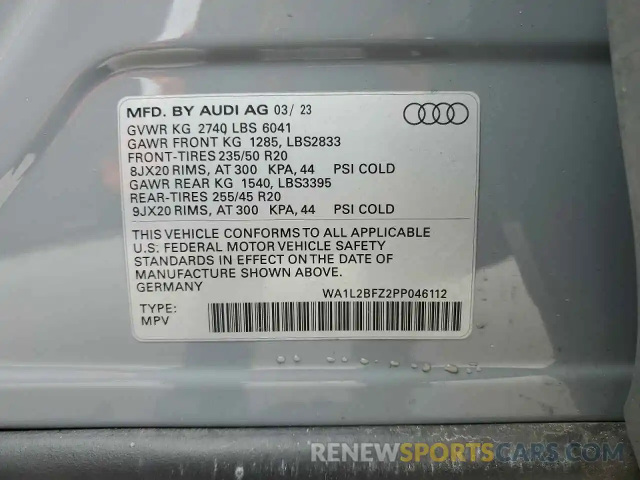 14 Фотография поврежденного автомобиля WA1L2BFZ2PP046112 AUDI Q4 E-TRON 2023