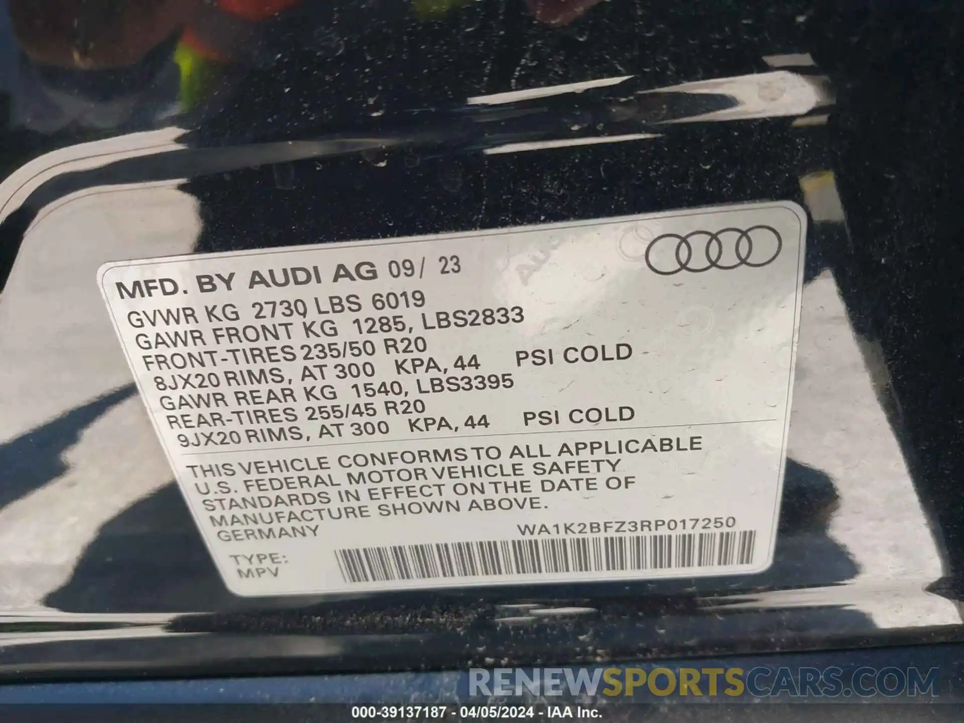 9 Фотография поврежденного автомобиля WA1K2BFZ3RP017250 AUDI Q4 E-TRON 2024