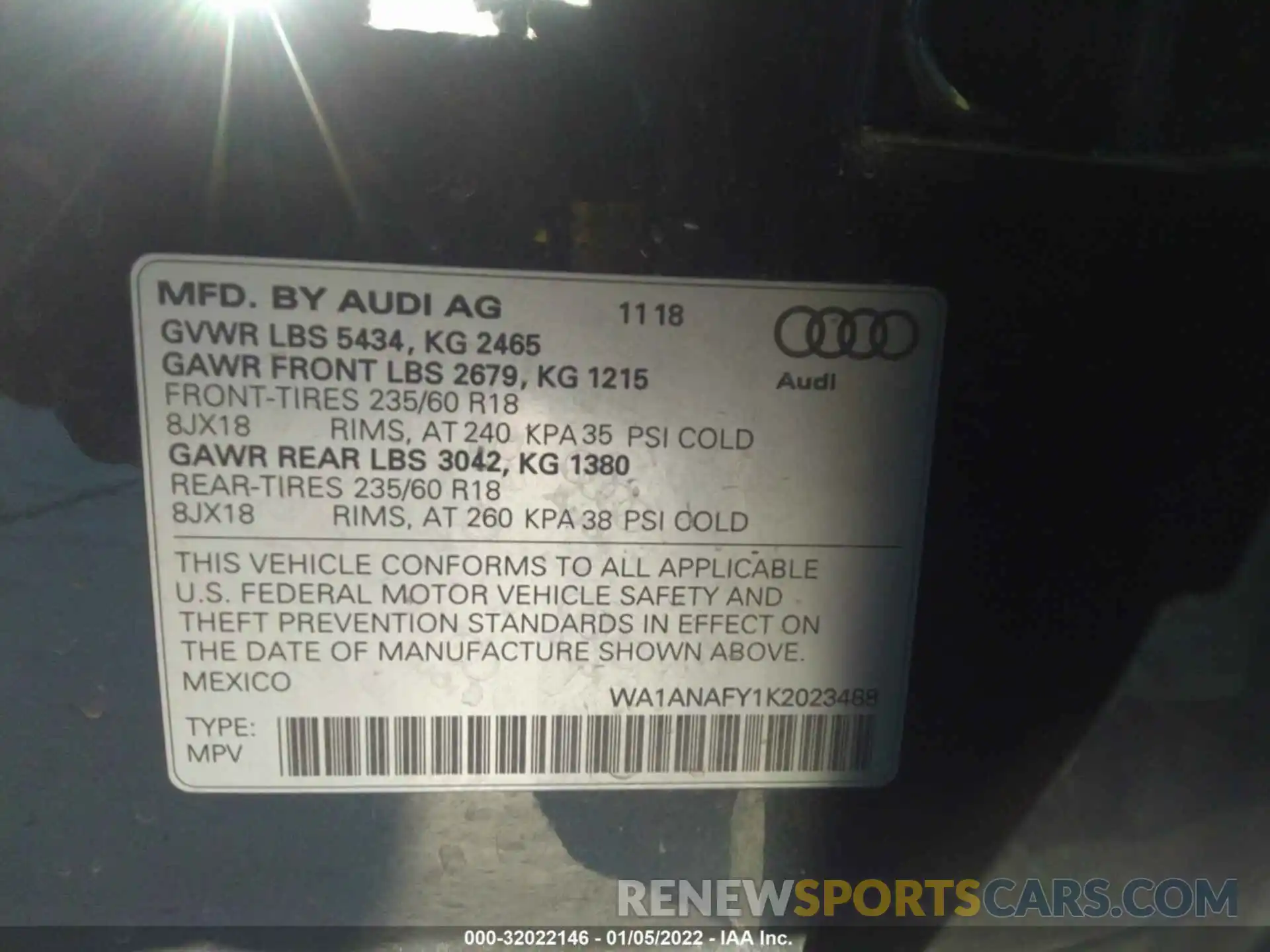 9 Photograph of a damaged car WA1ANAFY1K2023488 AUDI Q5 2019