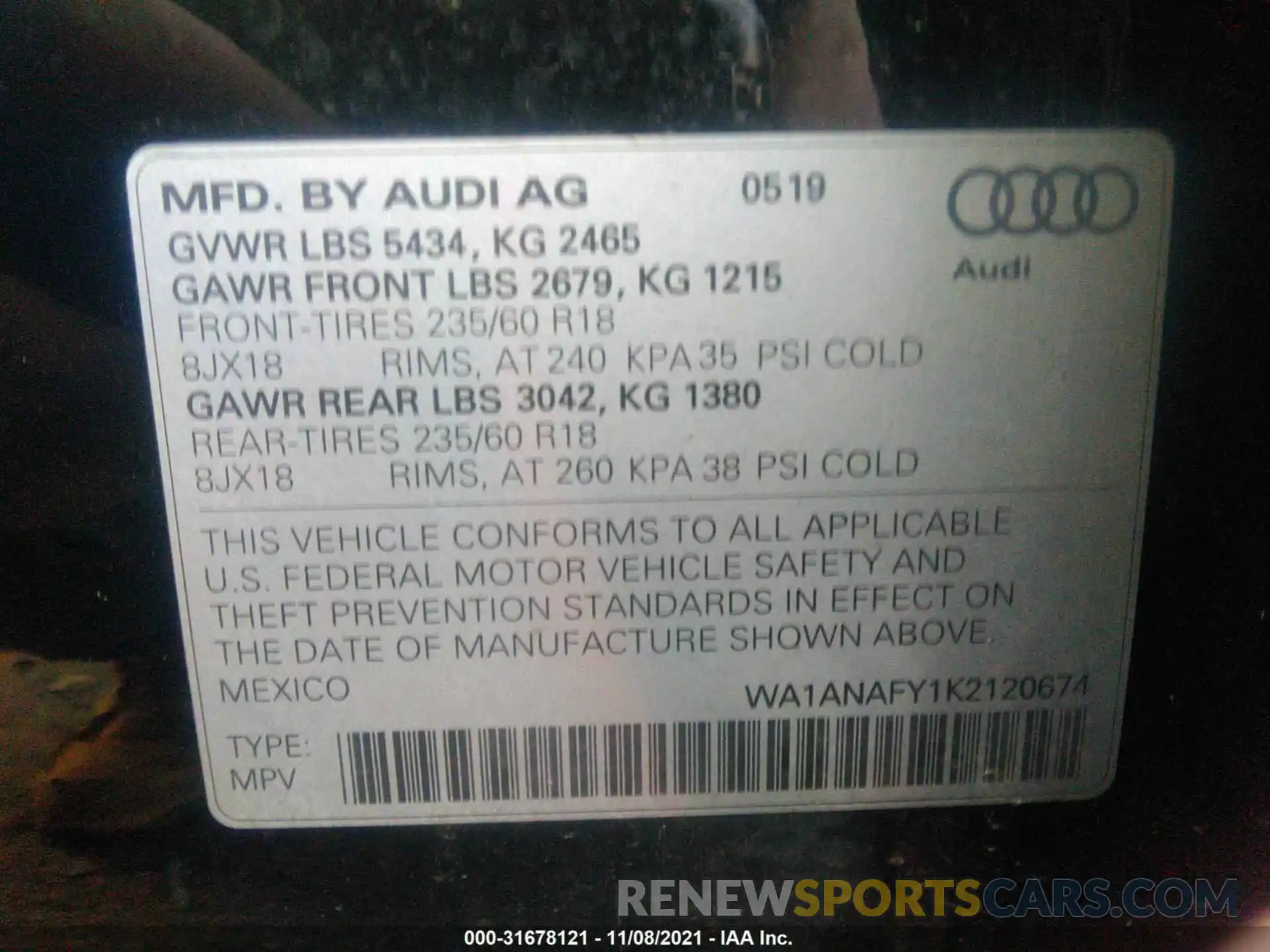 9 Фотография поврежденного автомобиля WA1ANAFY1K2120674 AUDI Q5 2019