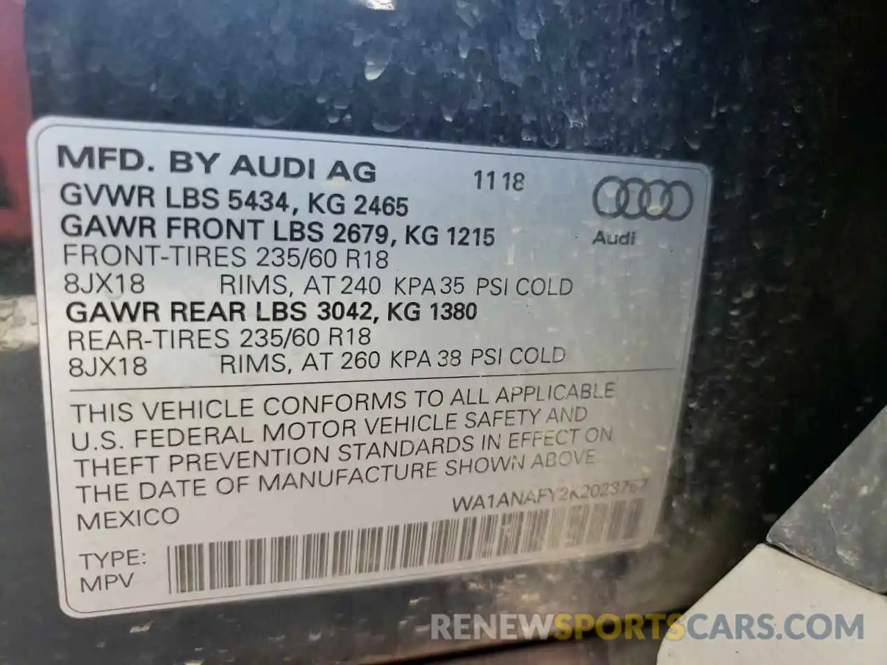 10 Фотография поврежденного автомобиля WA1ANAFY2K2023757 AUDI Q5 2019