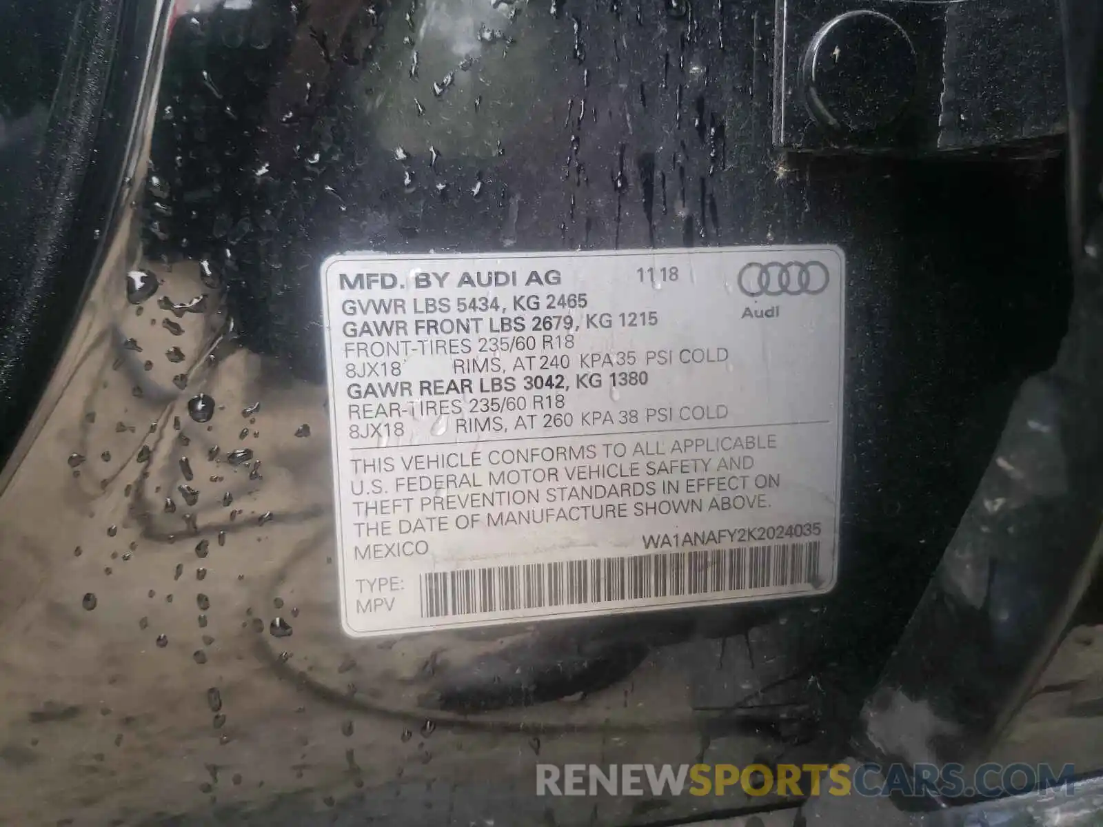 10 Фотография поврежденного автомобиля WA1ANAFY2K2024035 AUDI Q5 2019