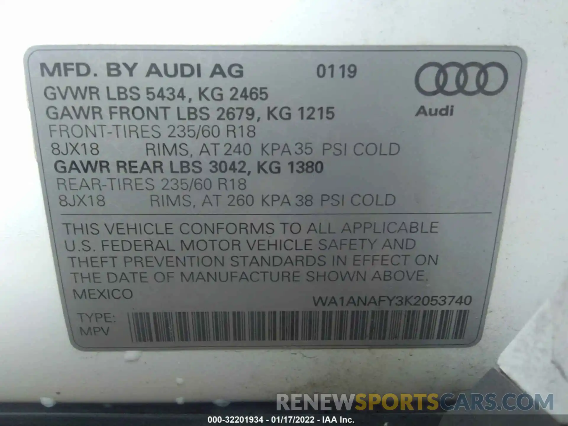 9 Photograph of a damaged car WA1ANAFY3K2053740 AUDI Q5 2019