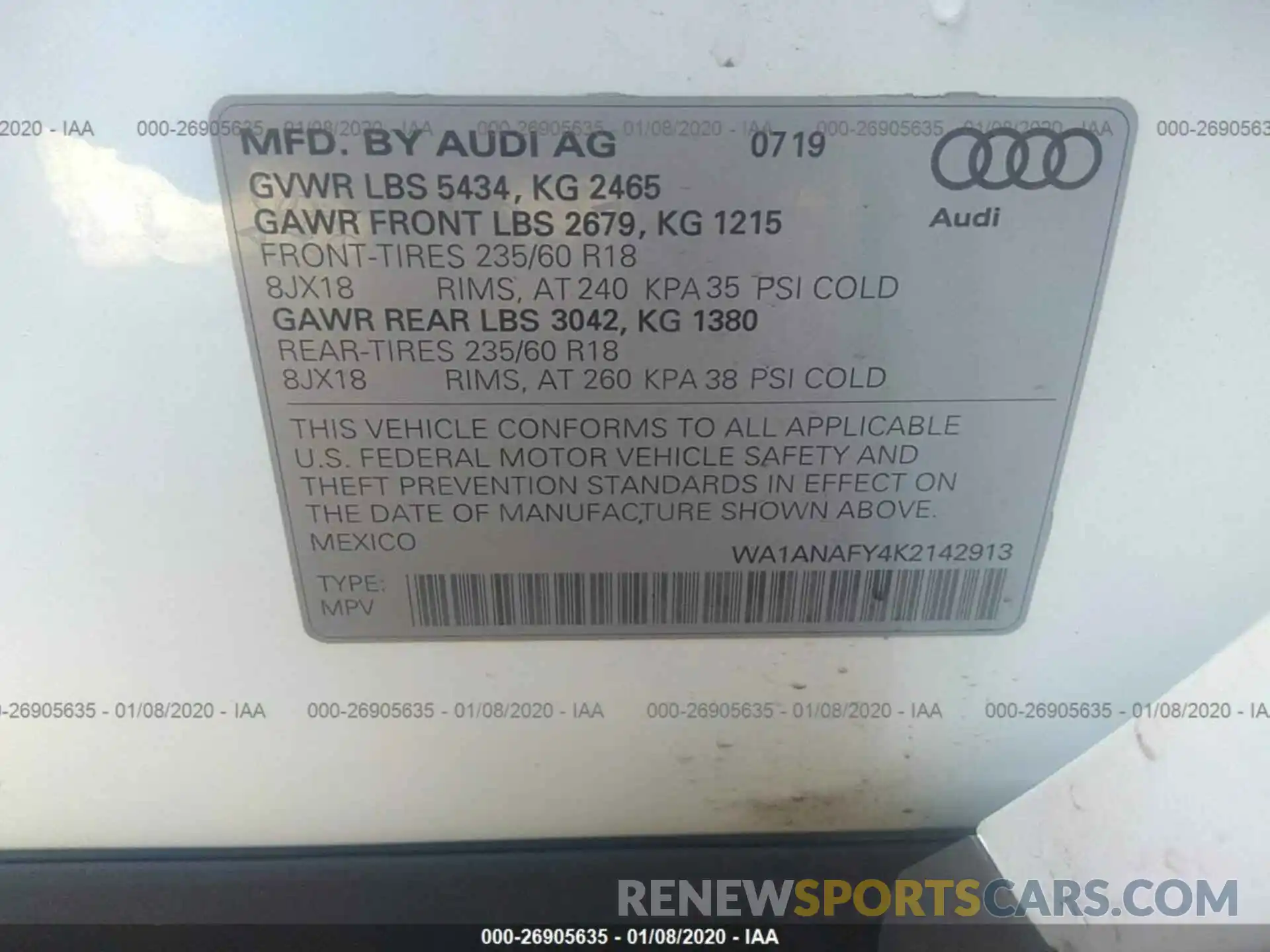 9 Фотография поврежденного автомобиля WA1ANAFY4K2142913 AUDI Q5 2019